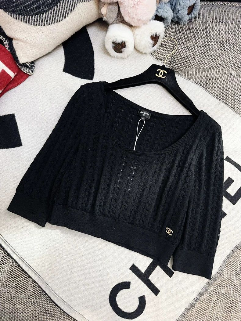Chanel Chanel 24b black woven large collar knitted long sleeves Size XS / US 0-2 / IT 36-38 - 7 Thumbnail