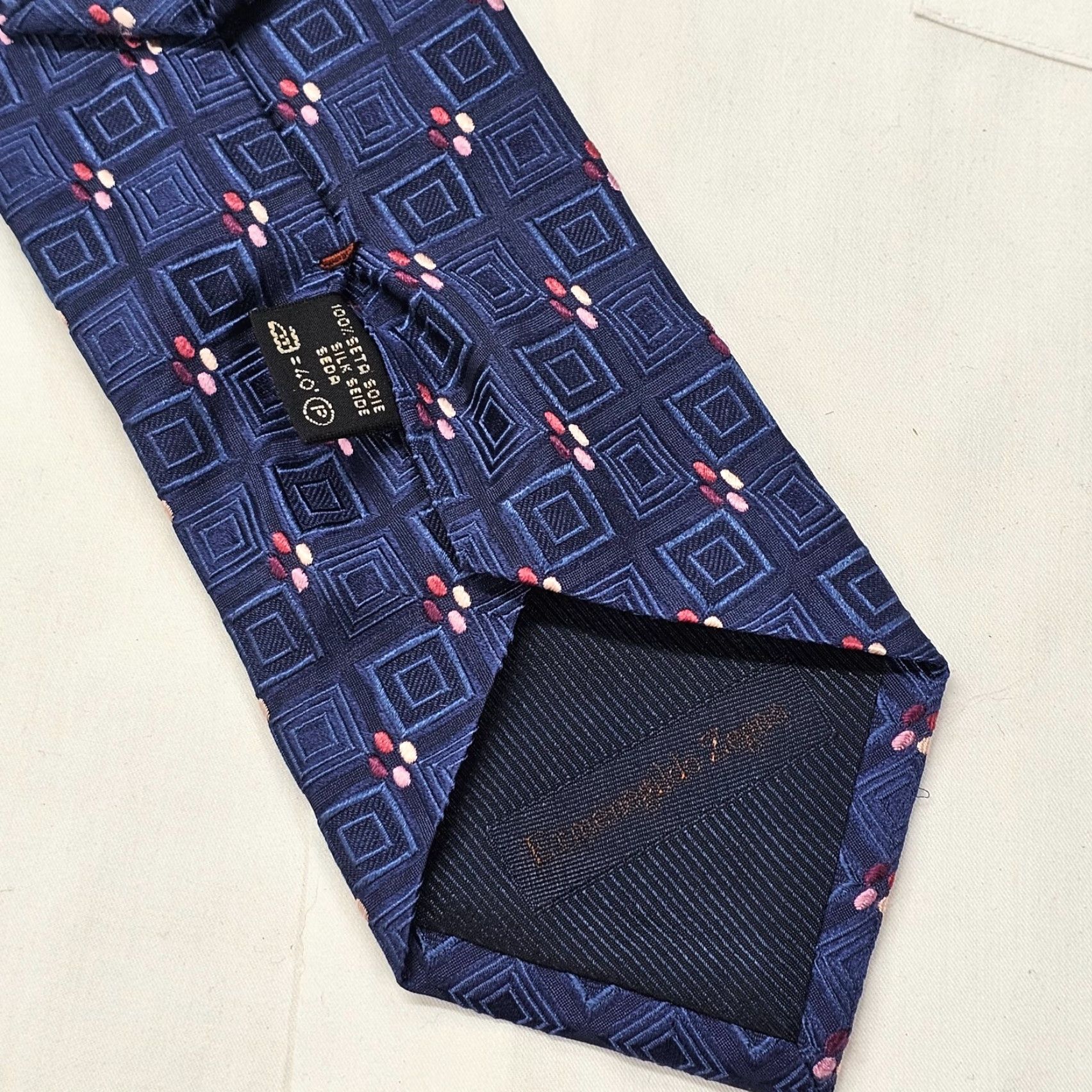Ermenegildo Zegna VINTAGE Ermenegildo Zegna Luxury Tie Men's 60" Blue Textured 100% Silk Geometric Italy Size ONE SIZE - 5 Thumbnail