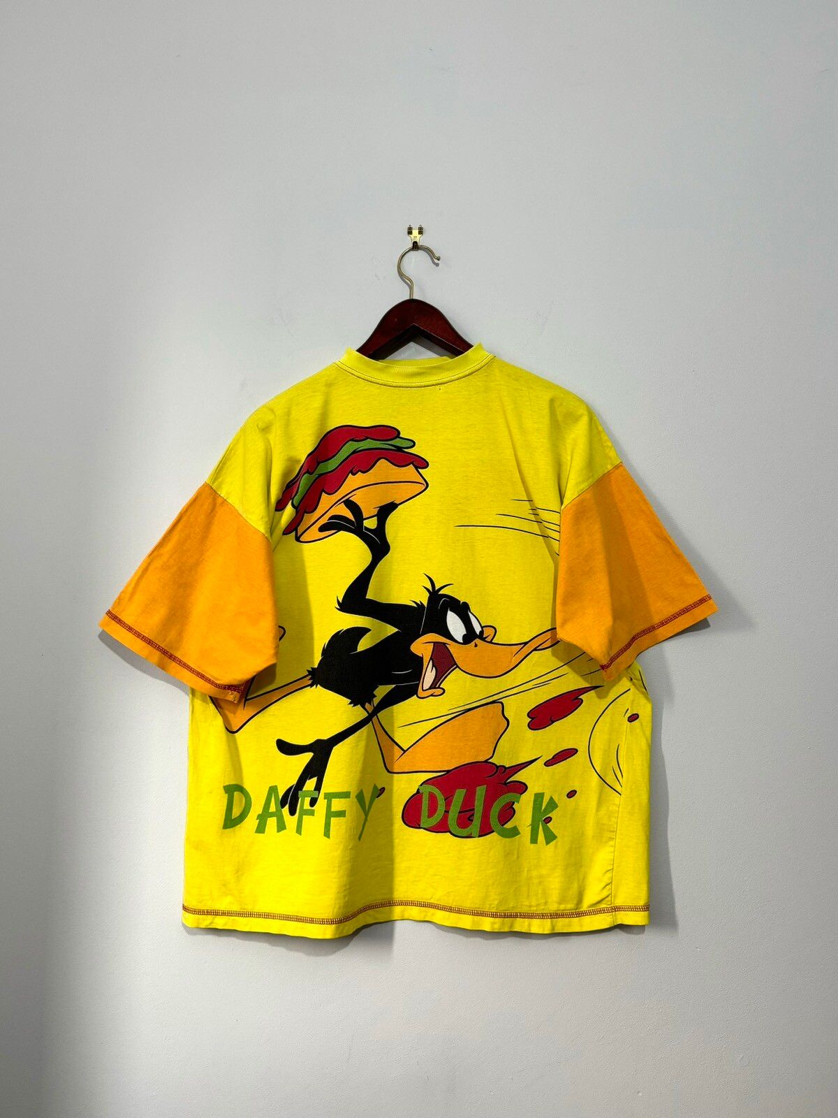 Pre-owned Print All Over Me X Vintage Warner Bros Daffy Duck 1996 All Over Print T-shirt In Multicolor