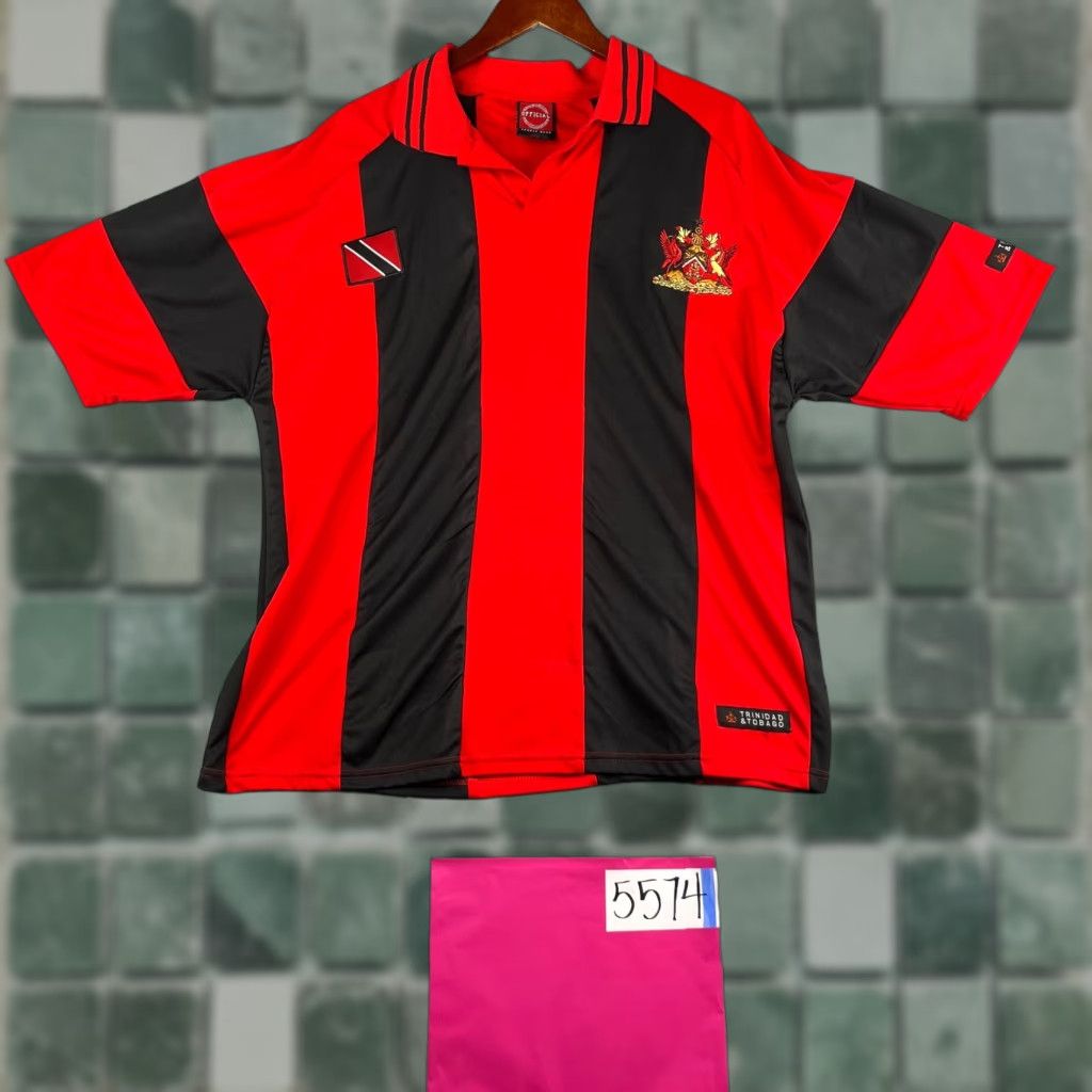 Vintage Trinidad & Tabago Sports Wear Polo Shirt 2XL Red Black Striped Mens Soccer Shirt Size US XXL / EU 58 / 5 - 1 Thumbnail