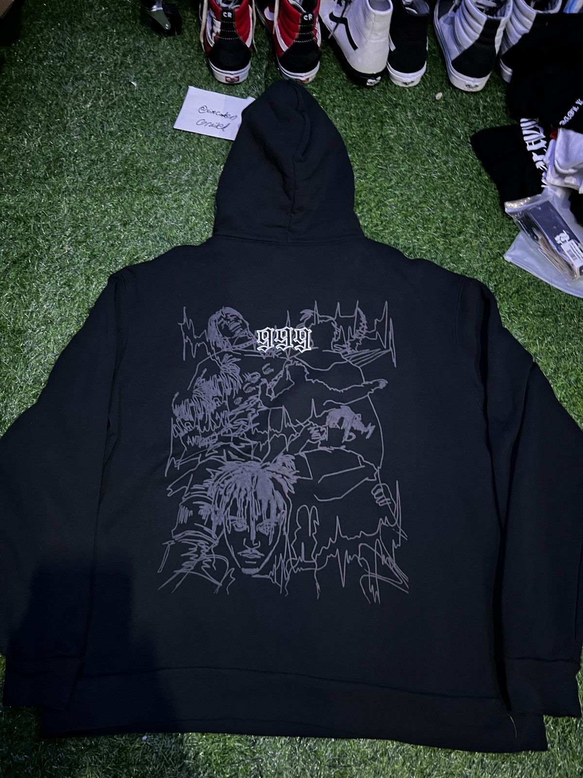 Image of 999 Club x Revenge Juice Wrld Sketch Hoodie in Black, Men's (Size 2XL)