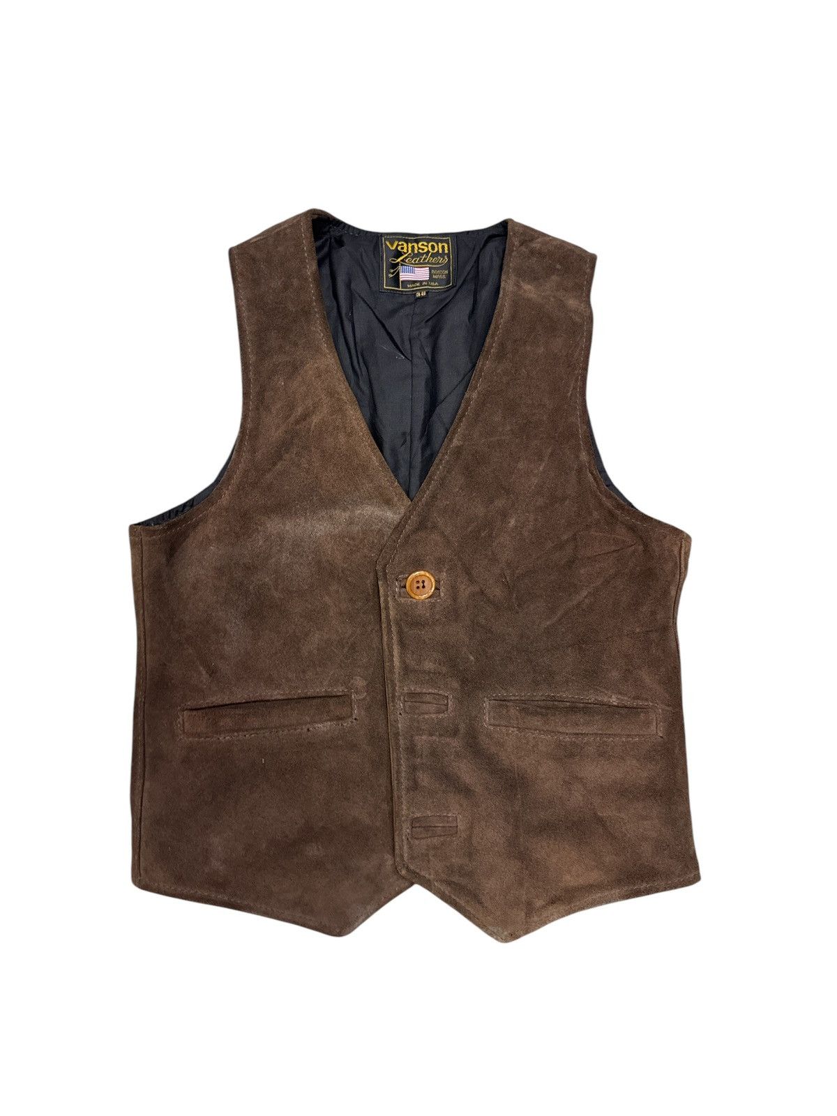 Vanson Leathers × Vintage VANSON LEATHERS SUEDE LEATHER VEST SIZE 36 Size US S / EU 44-46 / 1 - 1 Thumbnail