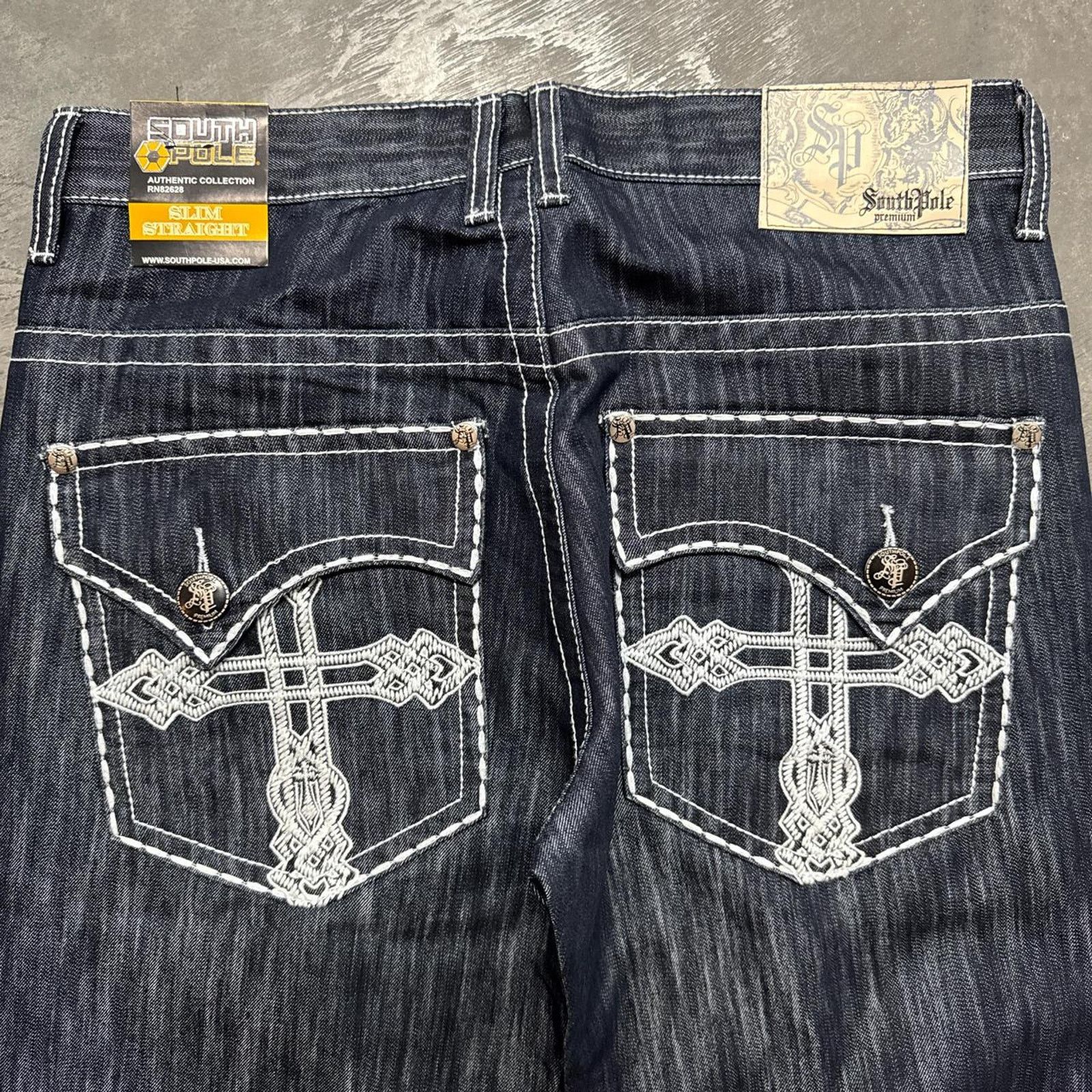 Southpole × Vintage Vintage Southpole Grunge Cyber Cross Straight Denim Jeans Size US 34 / EU 50 - 2 Thumbnail