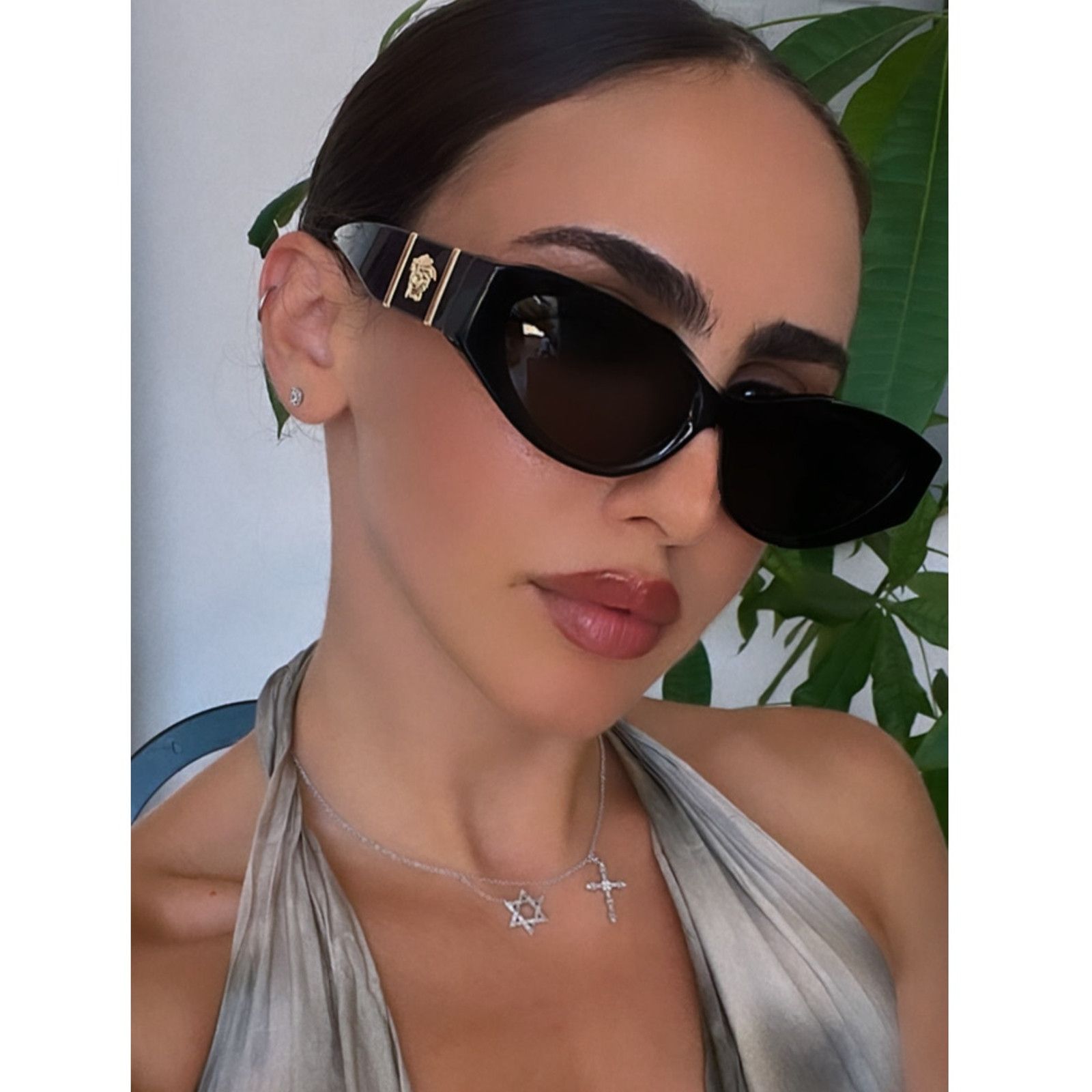Versace Versace VE4454 Cat Eye Sunglasses in Black Size ONE SIZE - 1 Thumbnail