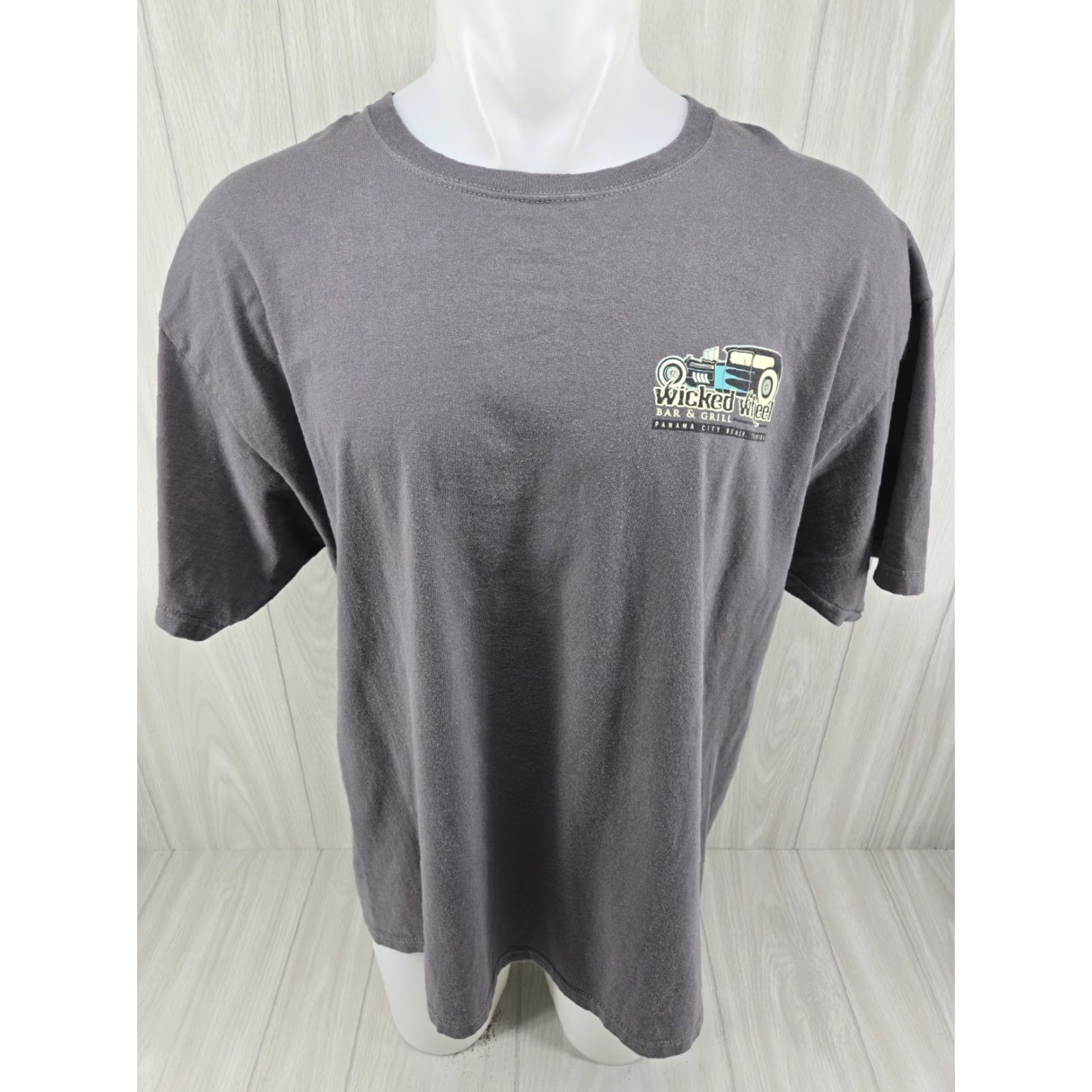 Anvil Distressed Wicked Wheel Motorcycle Panama City Beach Shirt Men Gray 2XL Size US XXL / EU 58 / 5 - 3 Thumbnail