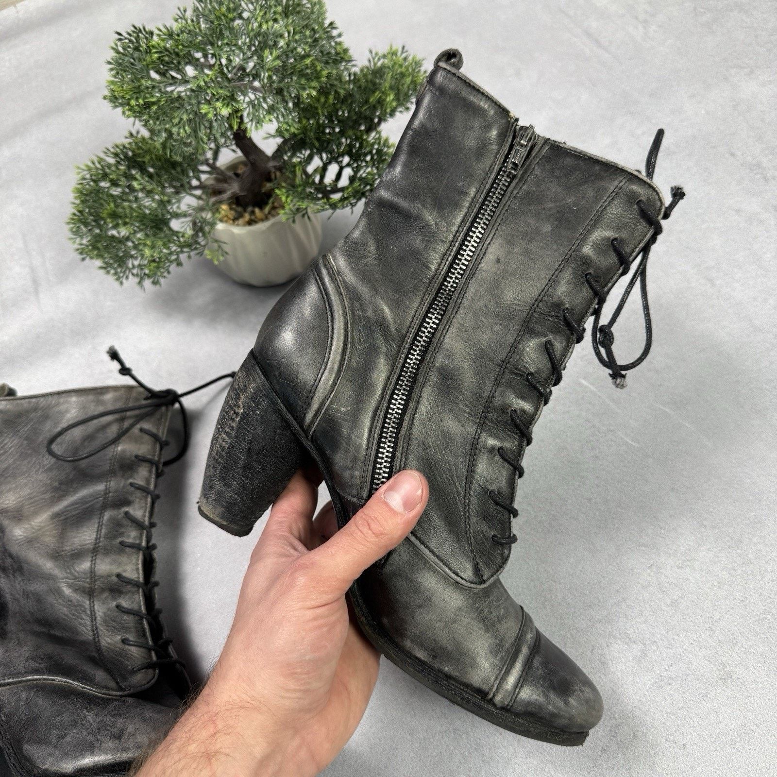 Allsaints All Saints Amarante Heel Distressed Leather Boots 39 US9 Size US 9 / IT 39 - 22 Thumbnail