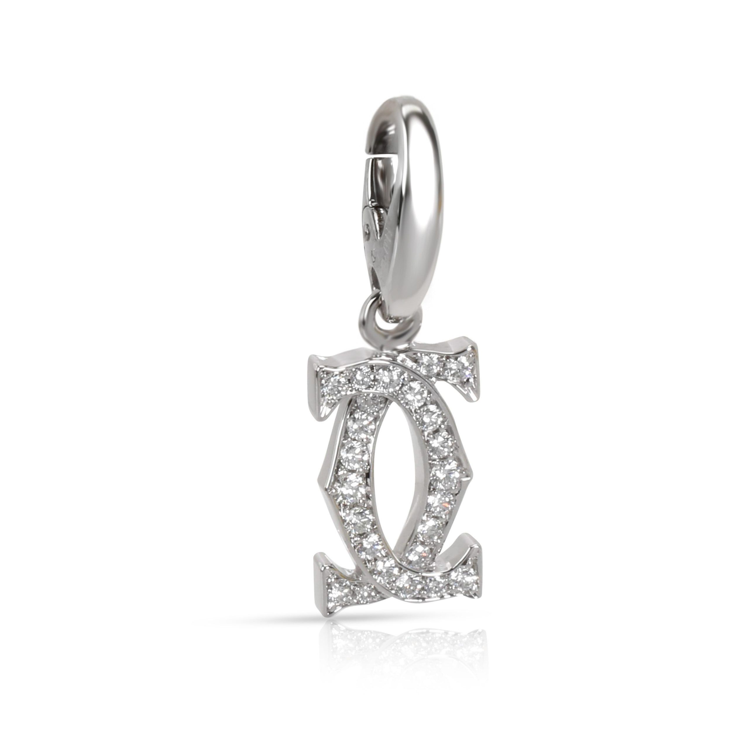 image of Cartier Interlocking C Diamond Pendant In 18K White Gold 0.20 Ctw, Women's