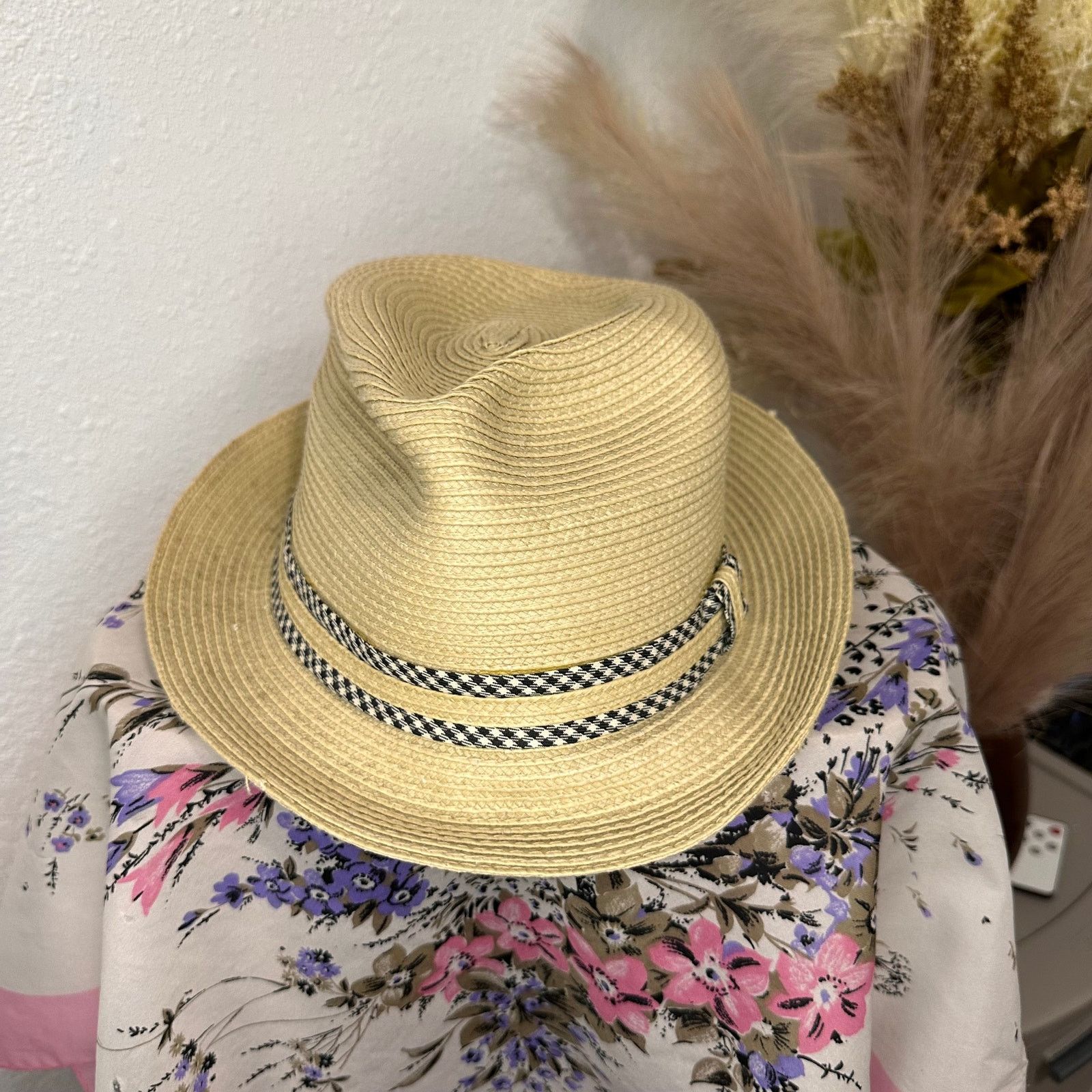 Other JFH Fedora Trilby Woven Poly Hat Plaid Ribbon Size ONE SIZE - 6 Thumbnail