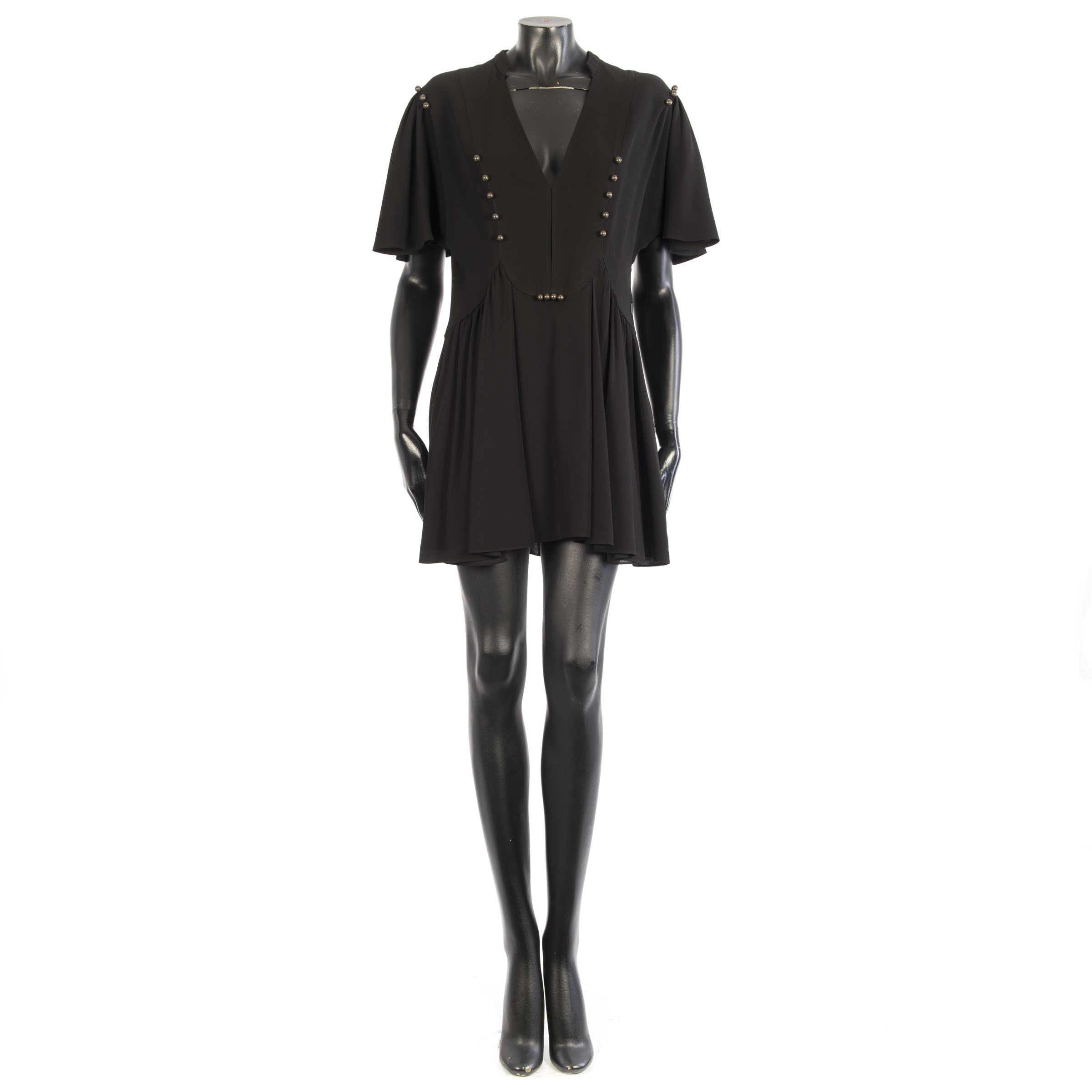 Saint Laurent Paris Skater Dress In Black Crepe Viscose Size M / US 6-8 / IT 42-44 - 1 Thumbnail