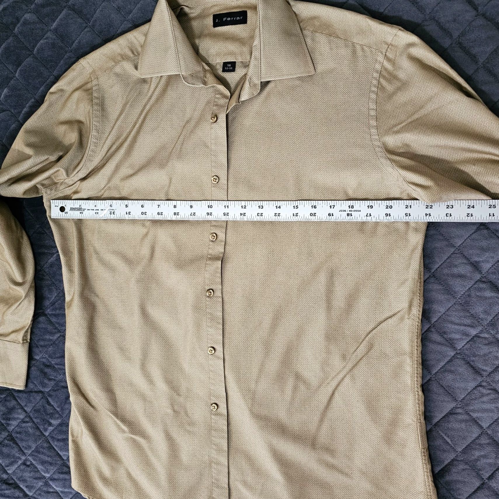Vintage J. Ferrar Button-Down Shirt 16 32/33 Brown Herringbone Casual Mens Shirt Size US L / EU 52-54 / 3 - 5 Thumbnail