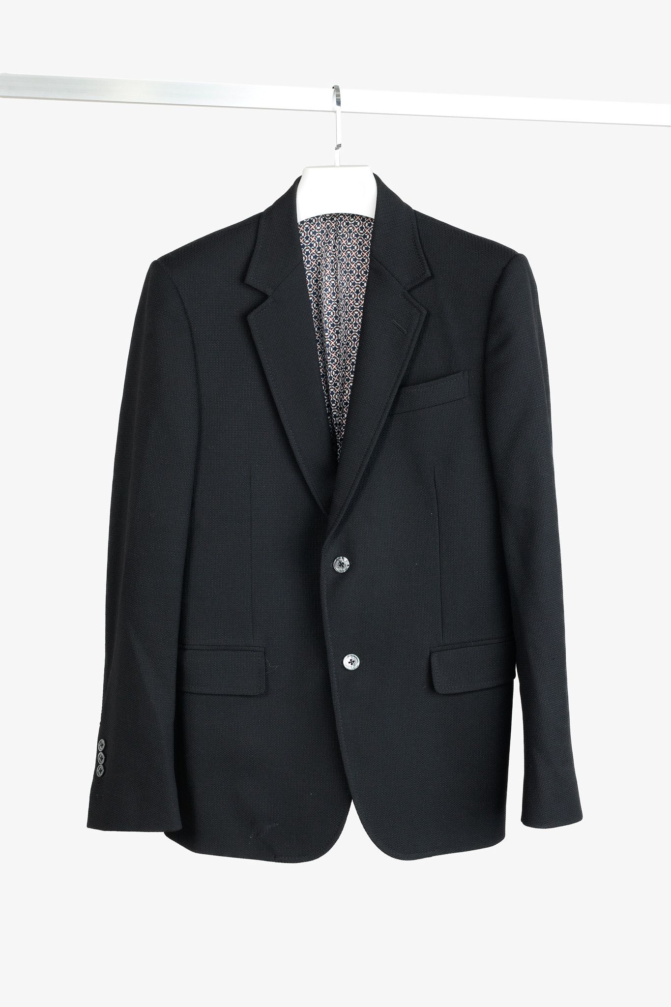 Gucci Gucci Black Wool-Blend Pique Tailored Blazer Size 40R - 1 Thumbnail