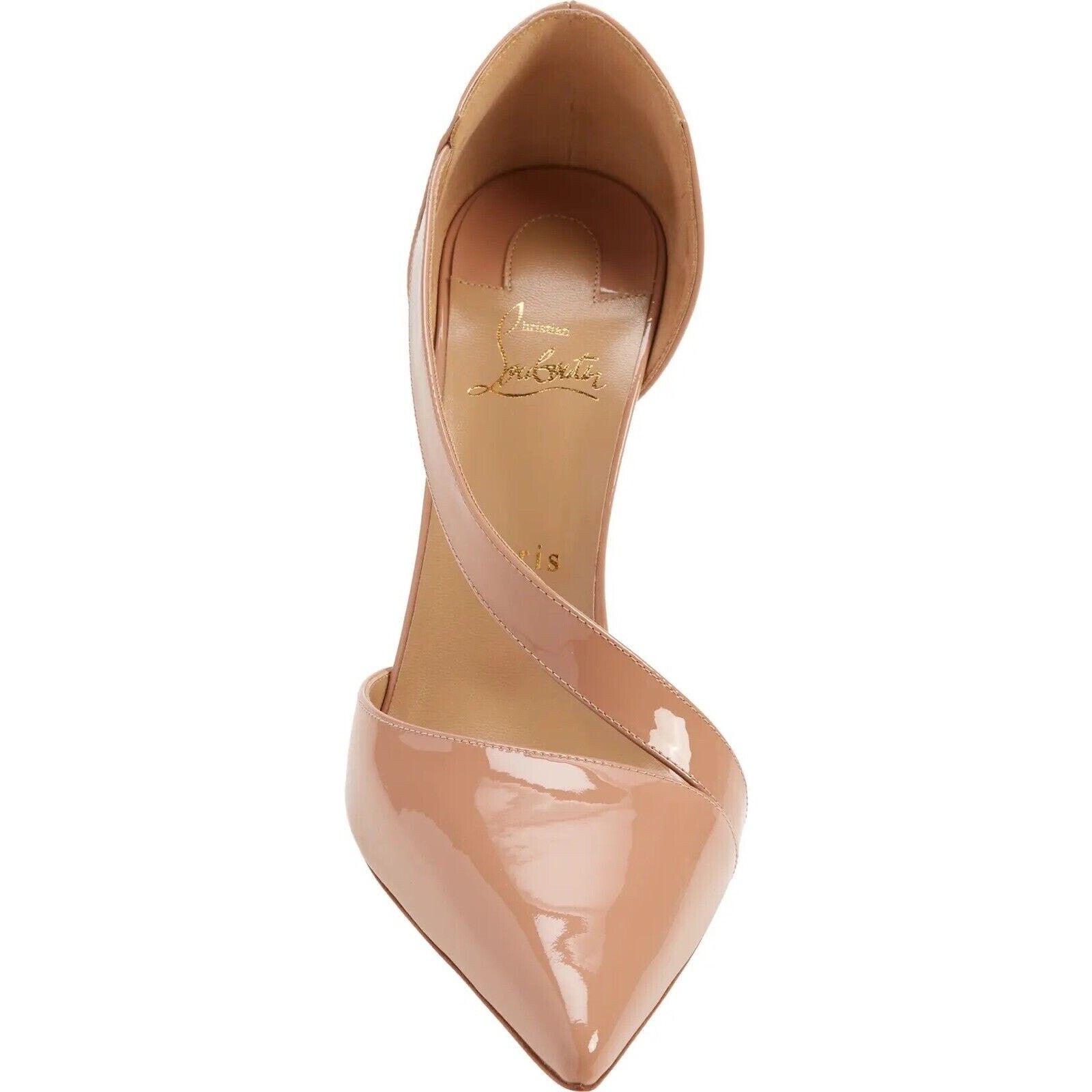 Christian Louboutin Astrid 100 Nude Patent Leather Cross Strap Heel Pump 42 Size US 12 / IT 42 - 4 Thumbnail