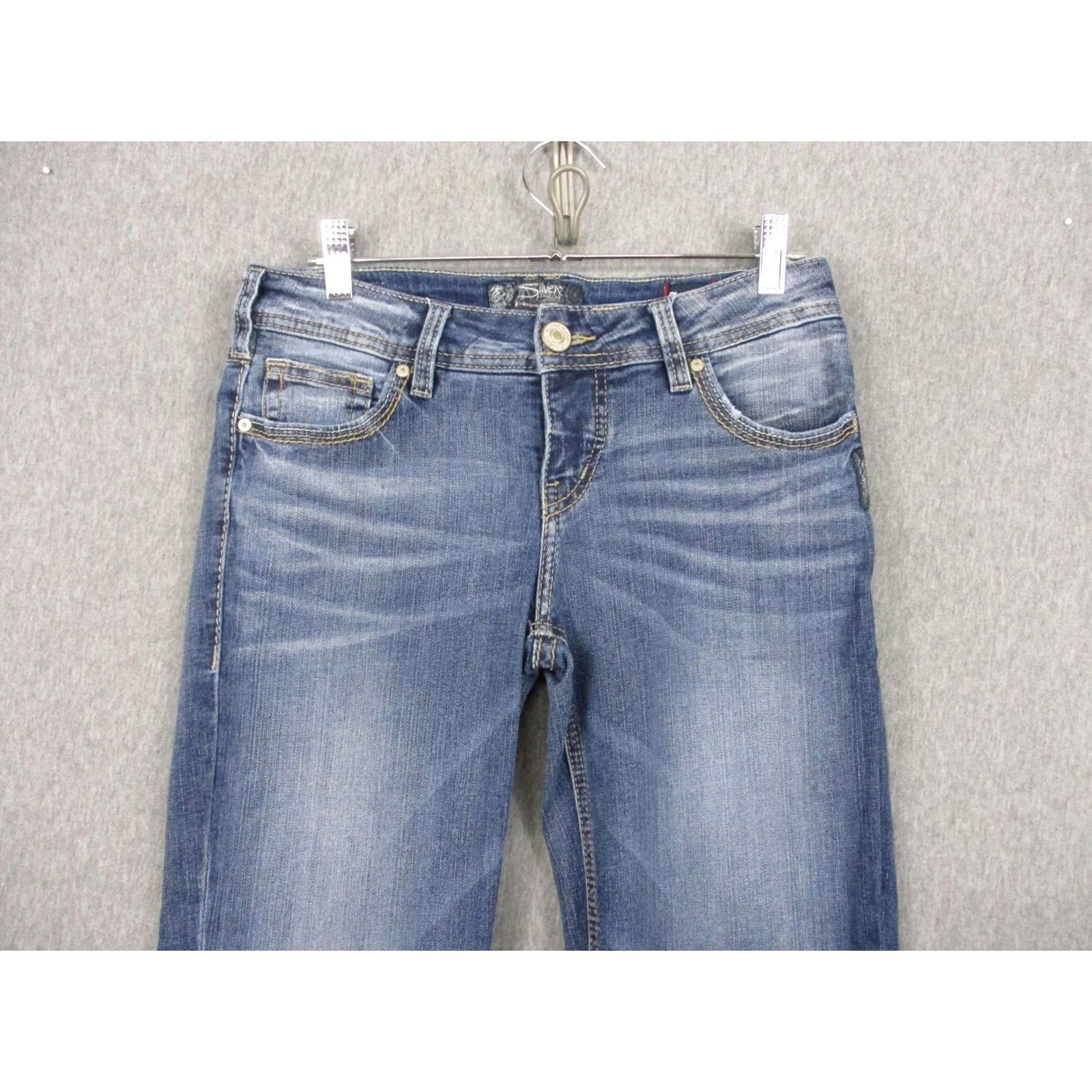 Silver Jeans Co. Silver Jeans Co Aiko Mid Flare Jeans Womens W29/L32 Blue Medium Wash Stretch 29x32 Size 29" - 2 Thumbnail