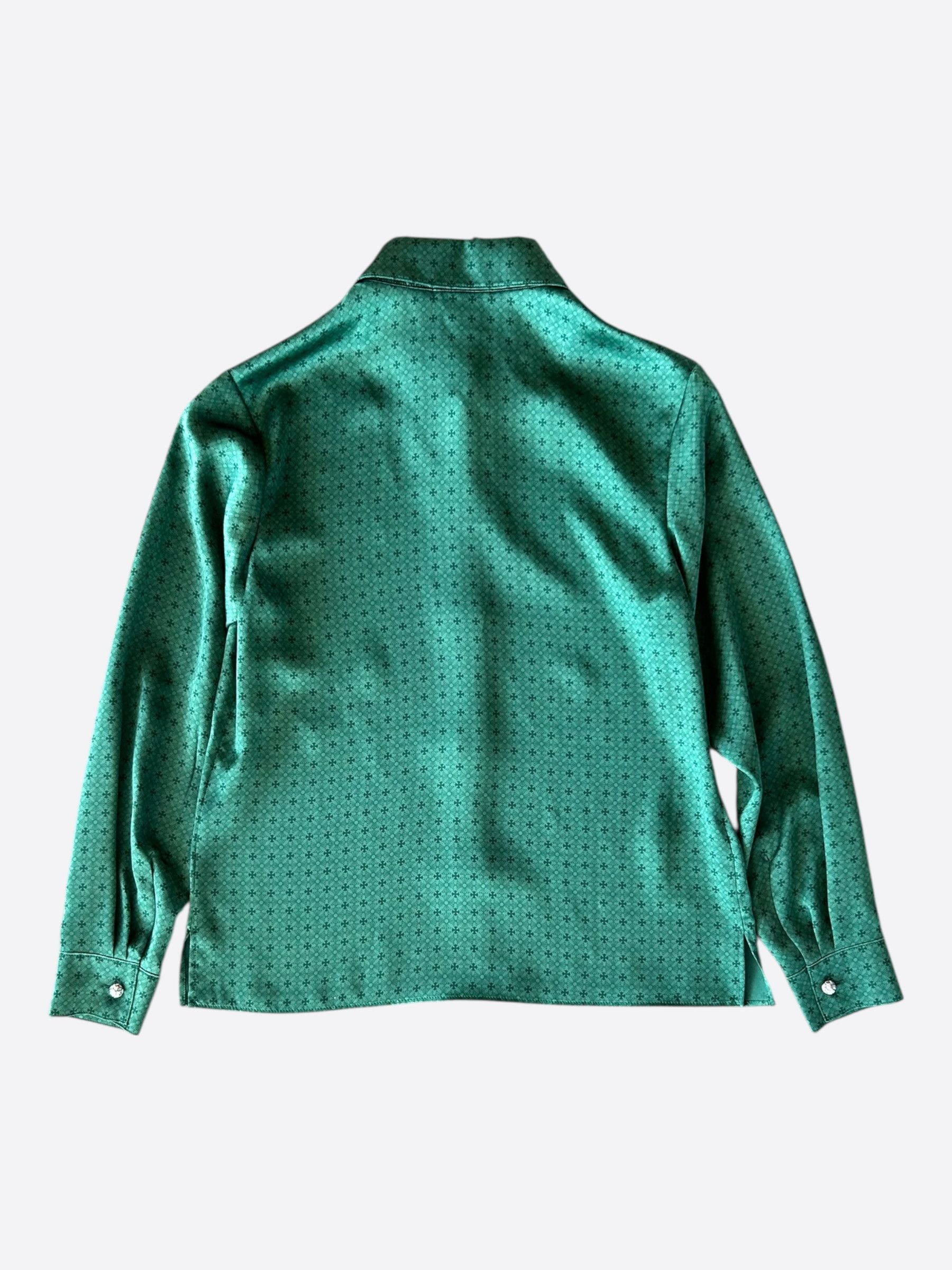 Chrome Hearts Chrome Hearts Green Cross Jacquard Silk Button Up Shirt Size US S / EU 44-46 / 1 - 2 Thumbnail