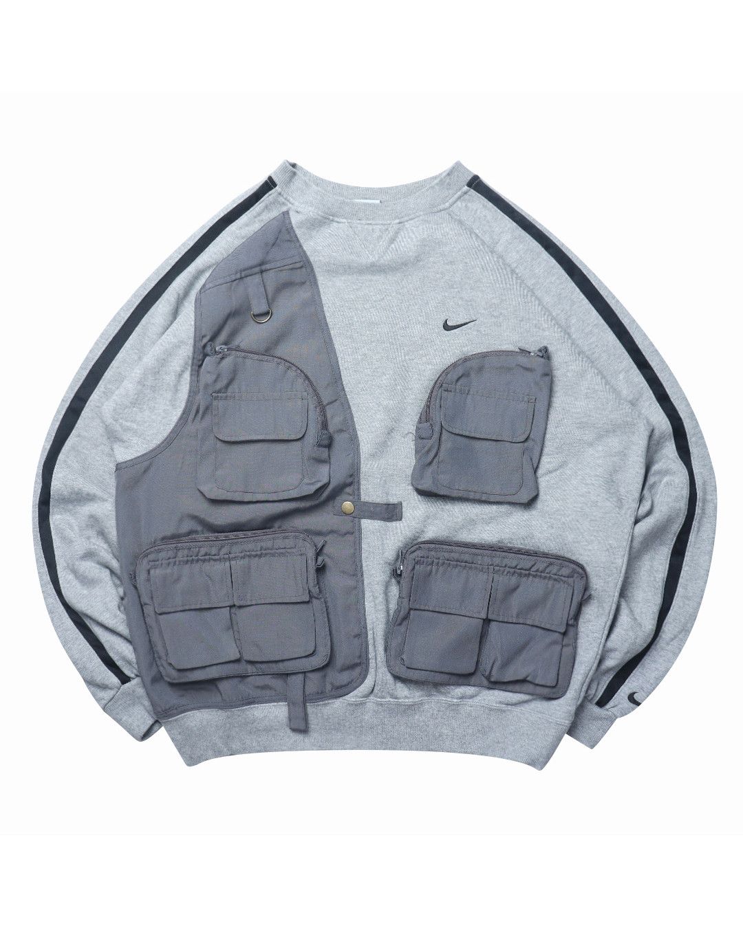 Nike Reworked Nike Mini Swoosh Tactical Crewneck Grey | Grailed