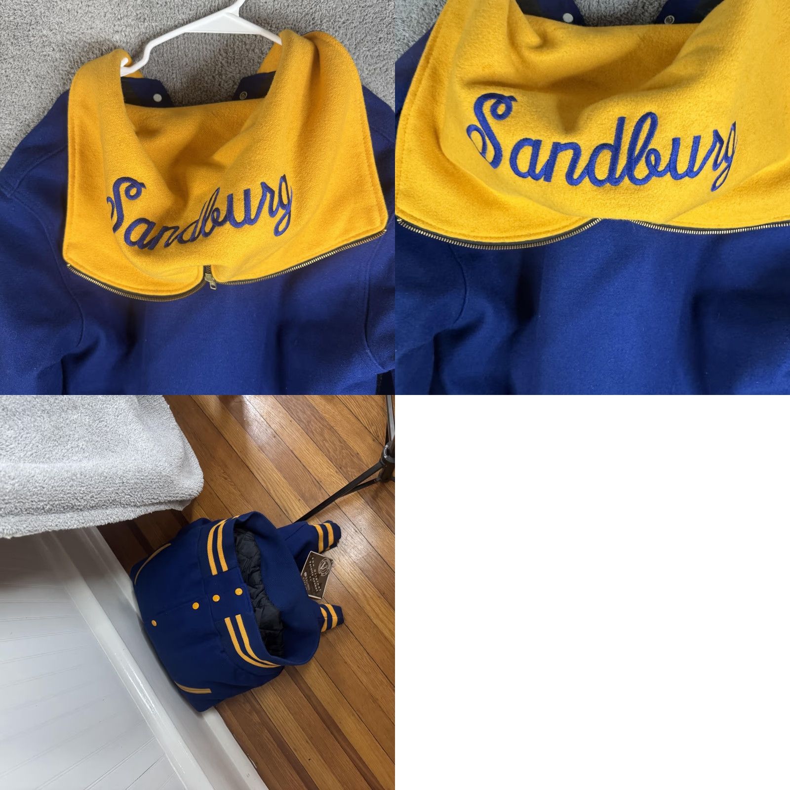 Holloway Holloway Varsity Jacket Mens M Blue Wool Hooded Sandburg School Made USA Size US M / EU 48-50 / 2 - 9 Thumbnail