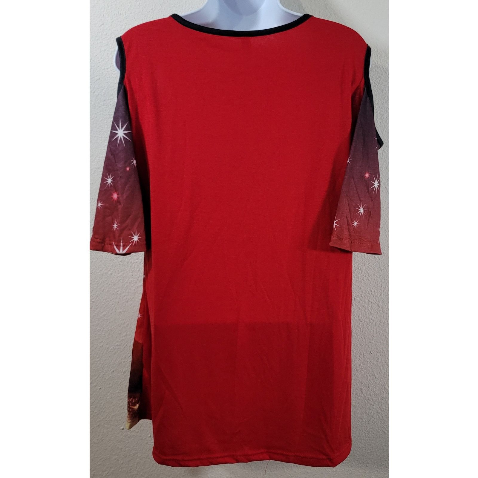 Other Christmas Tree With Stars Printed Cold Shoulder Top Large Size L / US 10 / IT 46 - 3 Thumbnail