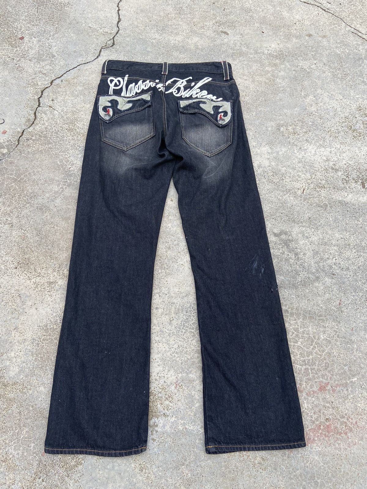 Pre-owned Hysteric Glamour Jack Serika Jeans Flared Skulls If Six Was Nine In Black