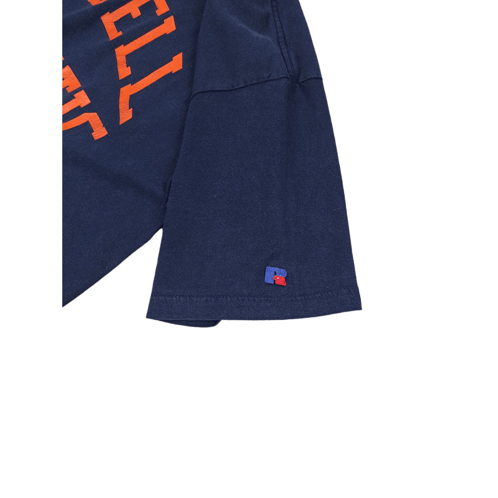 Russell Athletic × Vintage 💎 Vintage Russell Athletic Spell out Big Logo Navy T-shirt Size US L / EU 52-54 / 3 - 5 Thumbnail