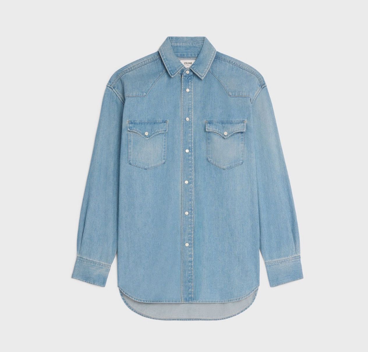 Celine Celine Denim Shirt in Indigo Vintage Size US S / EU 44-46 / 1 - 1 Thumbnail