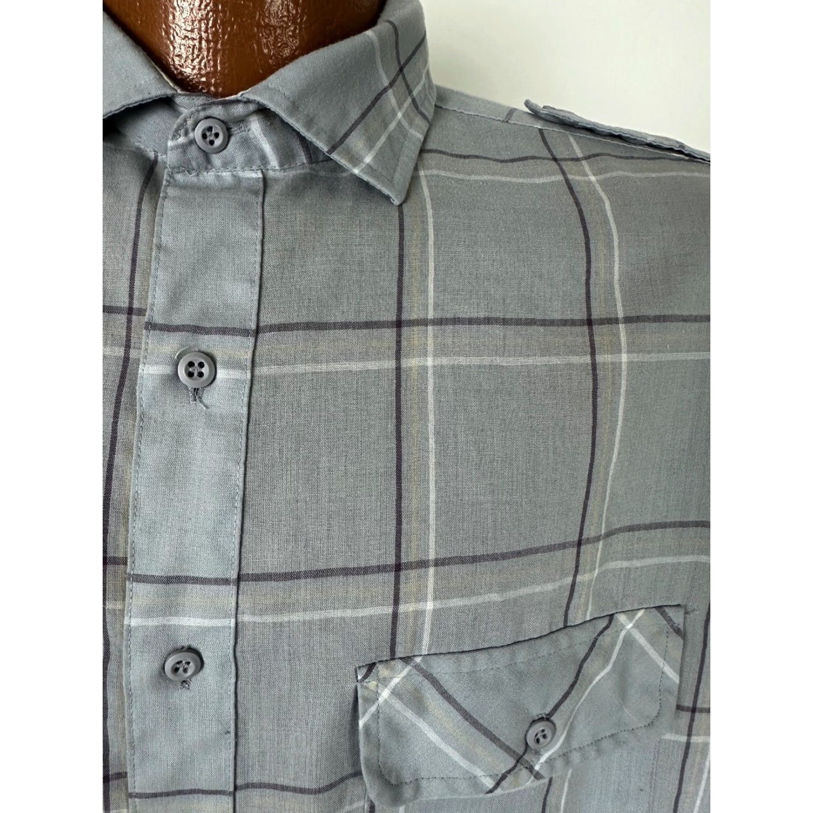 Levi's VINTAGE Levi's Shirt Men L Gray Check 80s Button-Up Long Sleeve Slim Casual, Business, Hipster Mens Size US L / EU 52-54 / 3 - 6 Thumbnail