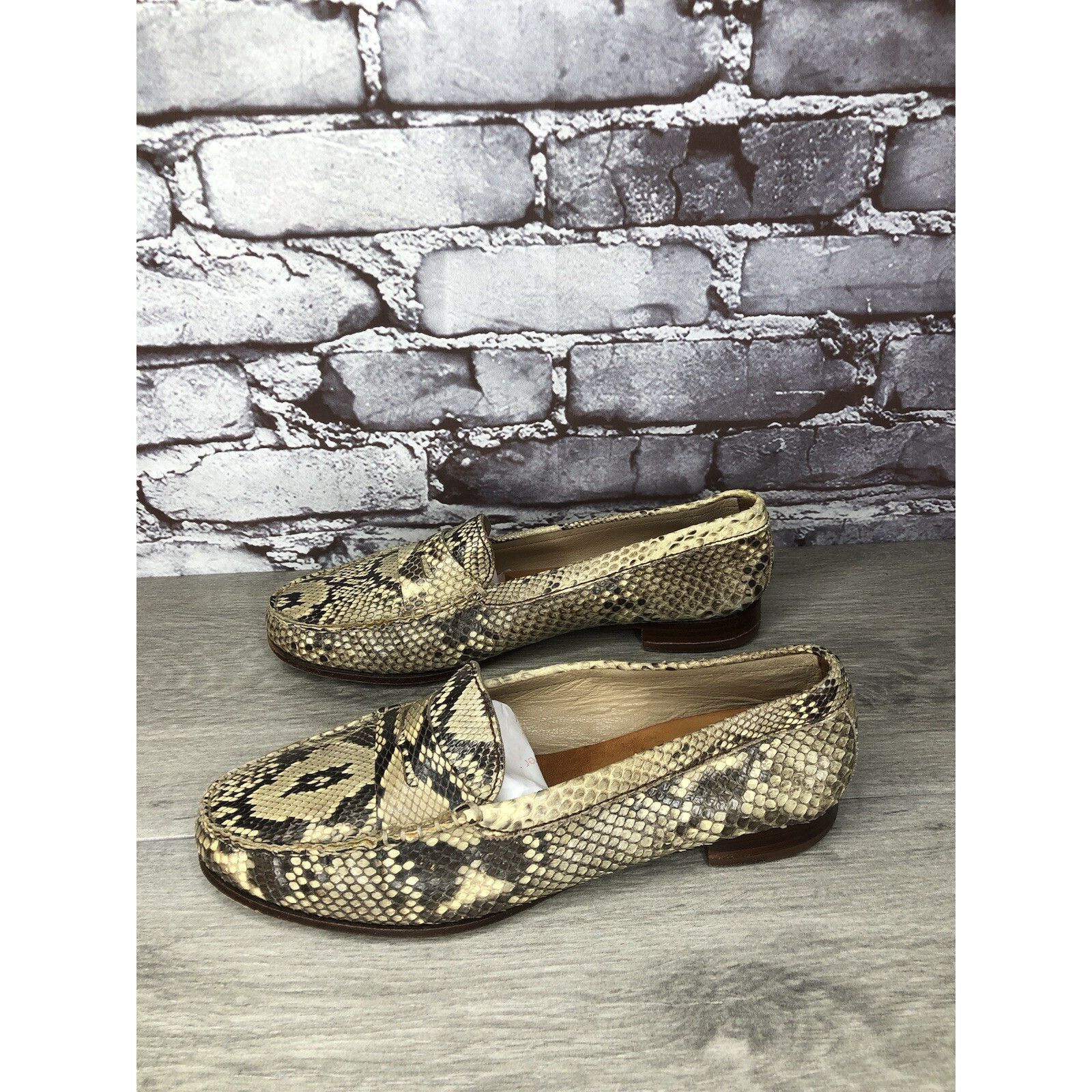 Carmina Carmina Cream Black Snakeskin Python Print Leather Women Sz Size US 6 / IT 36 - 19 Thumbnail