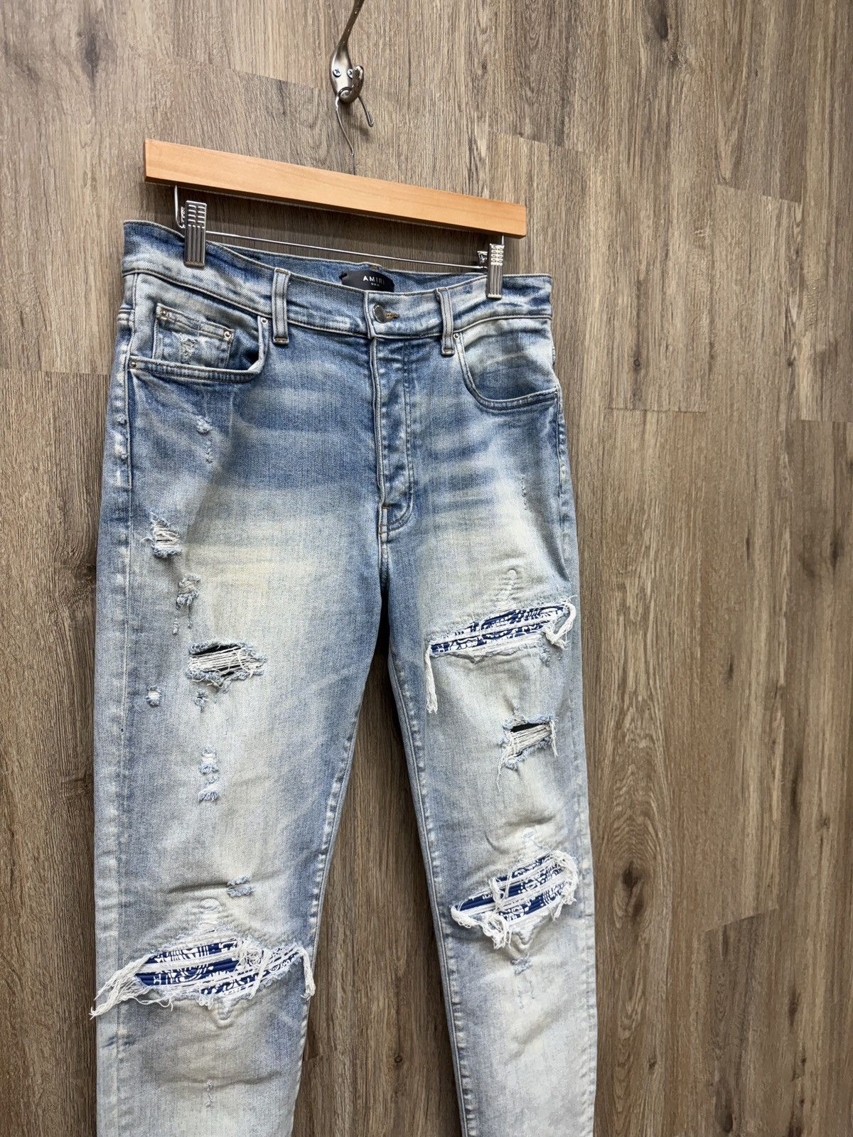 Amiri Amiri MX1 Blue Bandana Denim Jeans Size US 34 / EU 50 - 3 Thumbnail