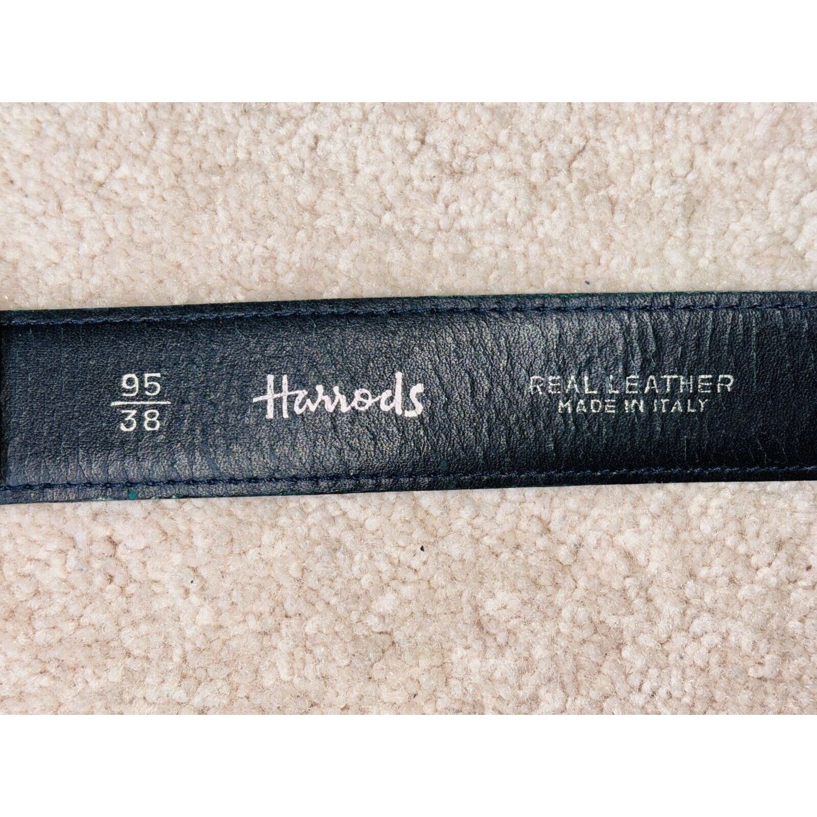 Harrods Vintage Harrods Black Leather Belt 38" Brass Buckle British Size 38 - 7 Thumbnail