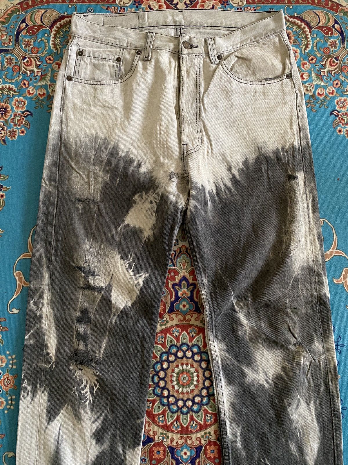 Levi's Vintage Levi’s 501 Distressed Acid Wash Denim Size US 30 / EU 46 - 4 Thumbnail
