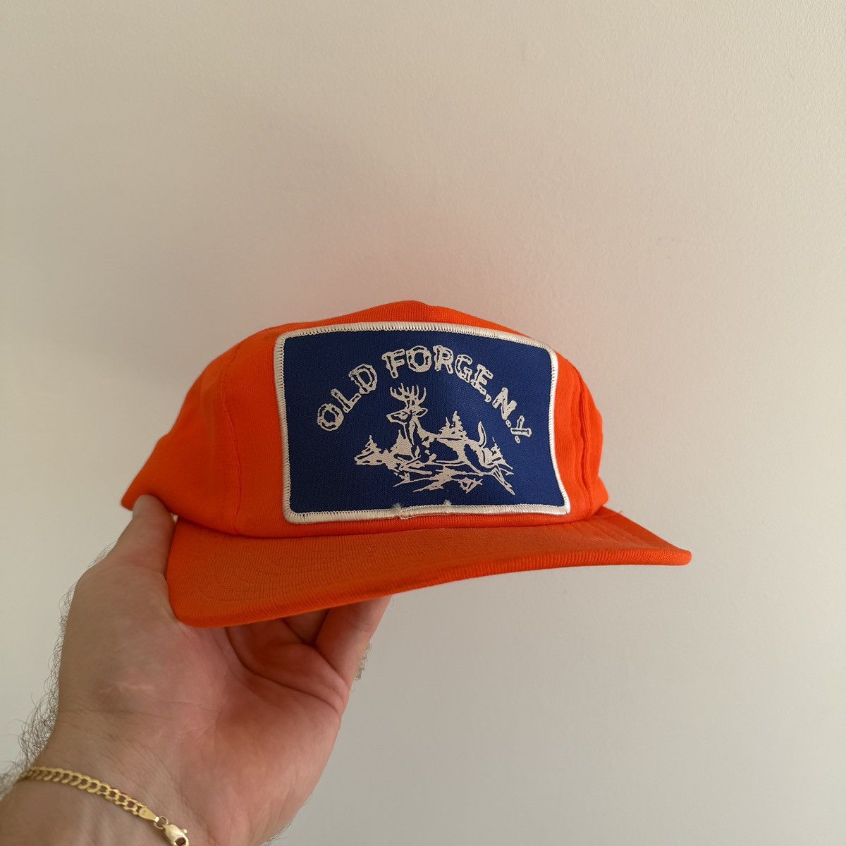 Other 1980s Vintage Old Forge NY Hunting Cap Trucker Hat Size ONE SIZE - 1 Thumbnail