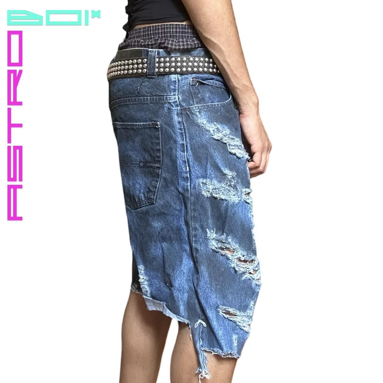 Southpole South Pole Black & Blue Distressed Denim Shorts - 36" Size US 36 / EU 52 - 3 Thumbnail