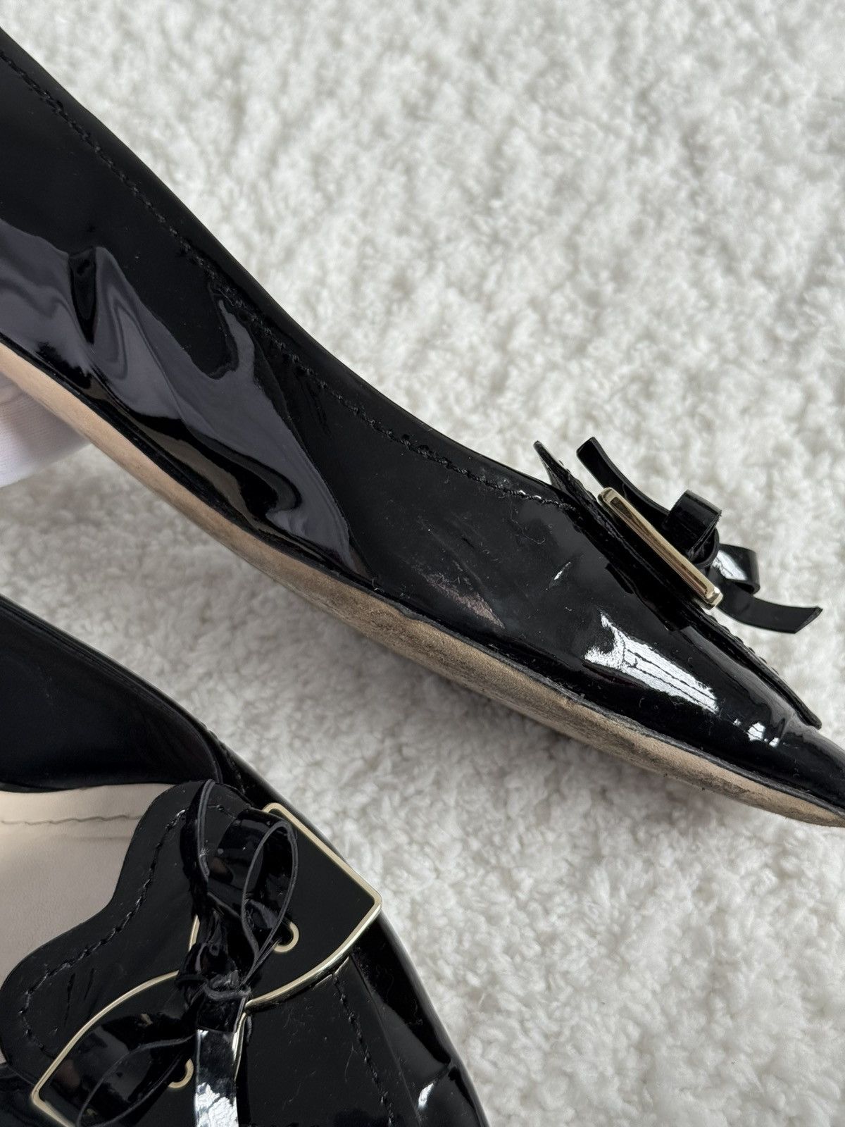 Dior Dior Patent Leather Pointed Toe Bow Ballet Flats Black Size US 8 / IT 38 - 12 Thumbnail