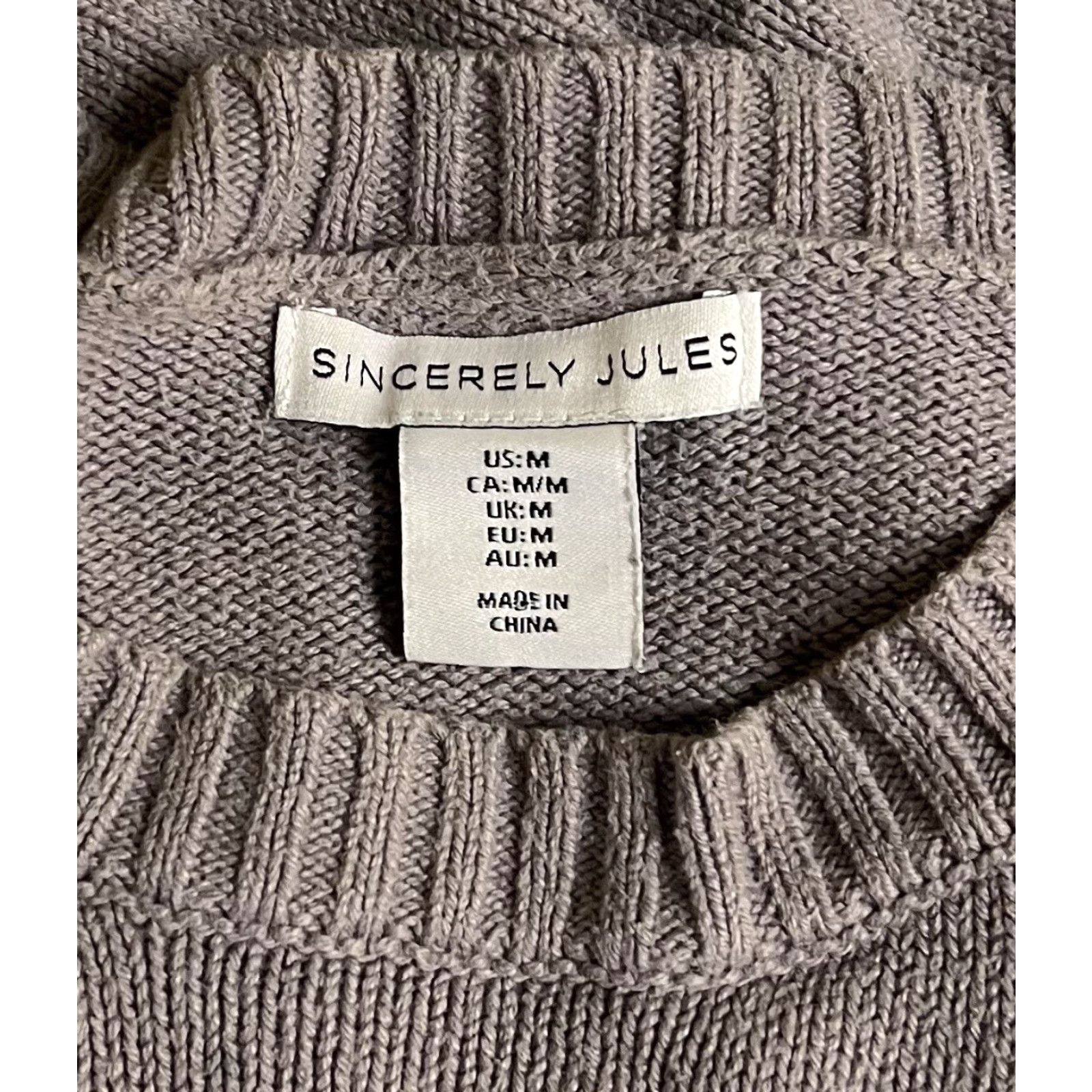 Vintage Sincerely Jules SweatEr Crewneck Pullover Crop Skull Knit Cotton Blend Women M Gray Taupe Regular Long Sleeve Casual Sweatshirt Size M / US 6-8 / IT 42-44 - 4 Thumbnail