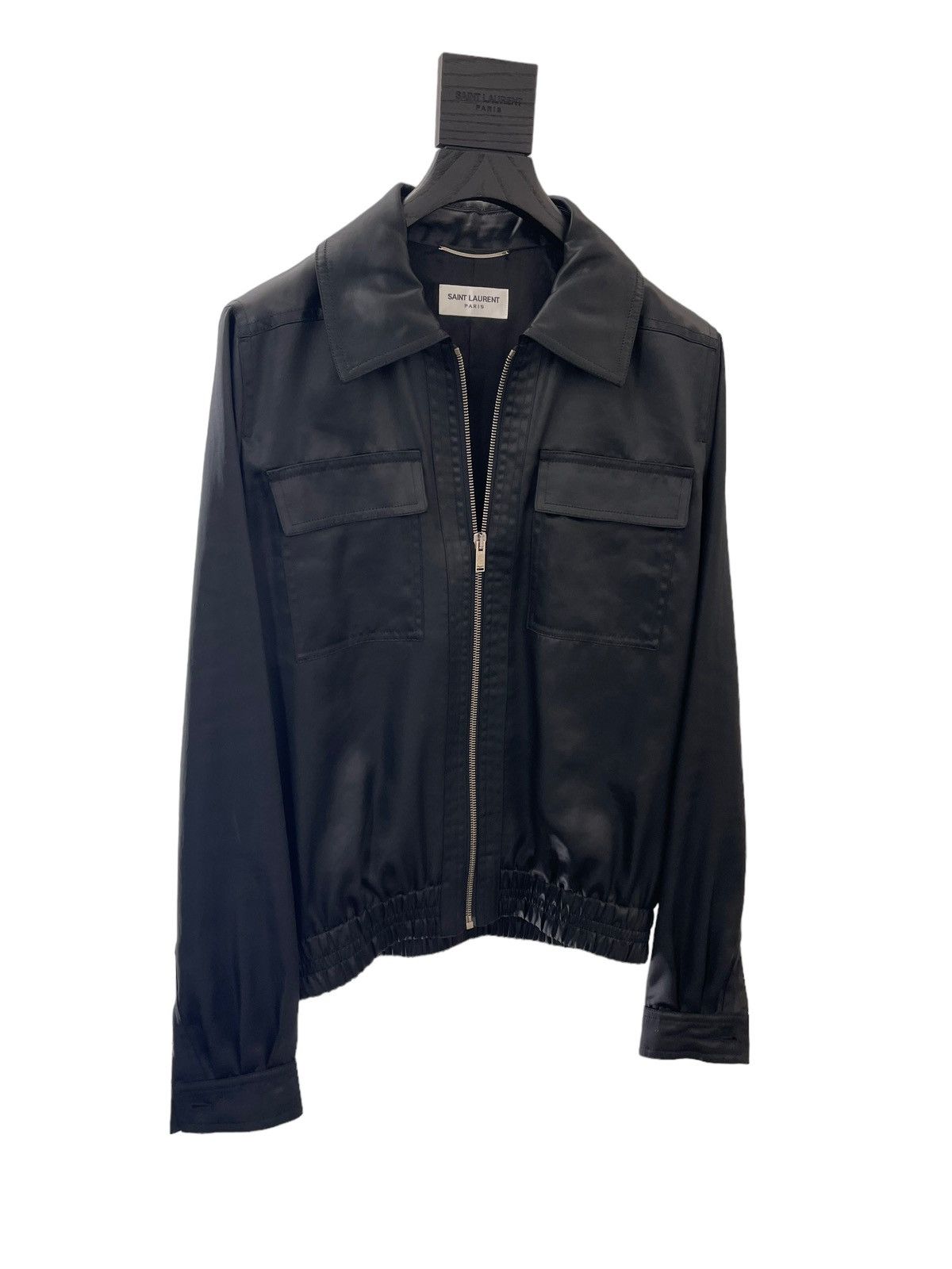 Saint Laurent Zipped Jacket In Satin Chintz