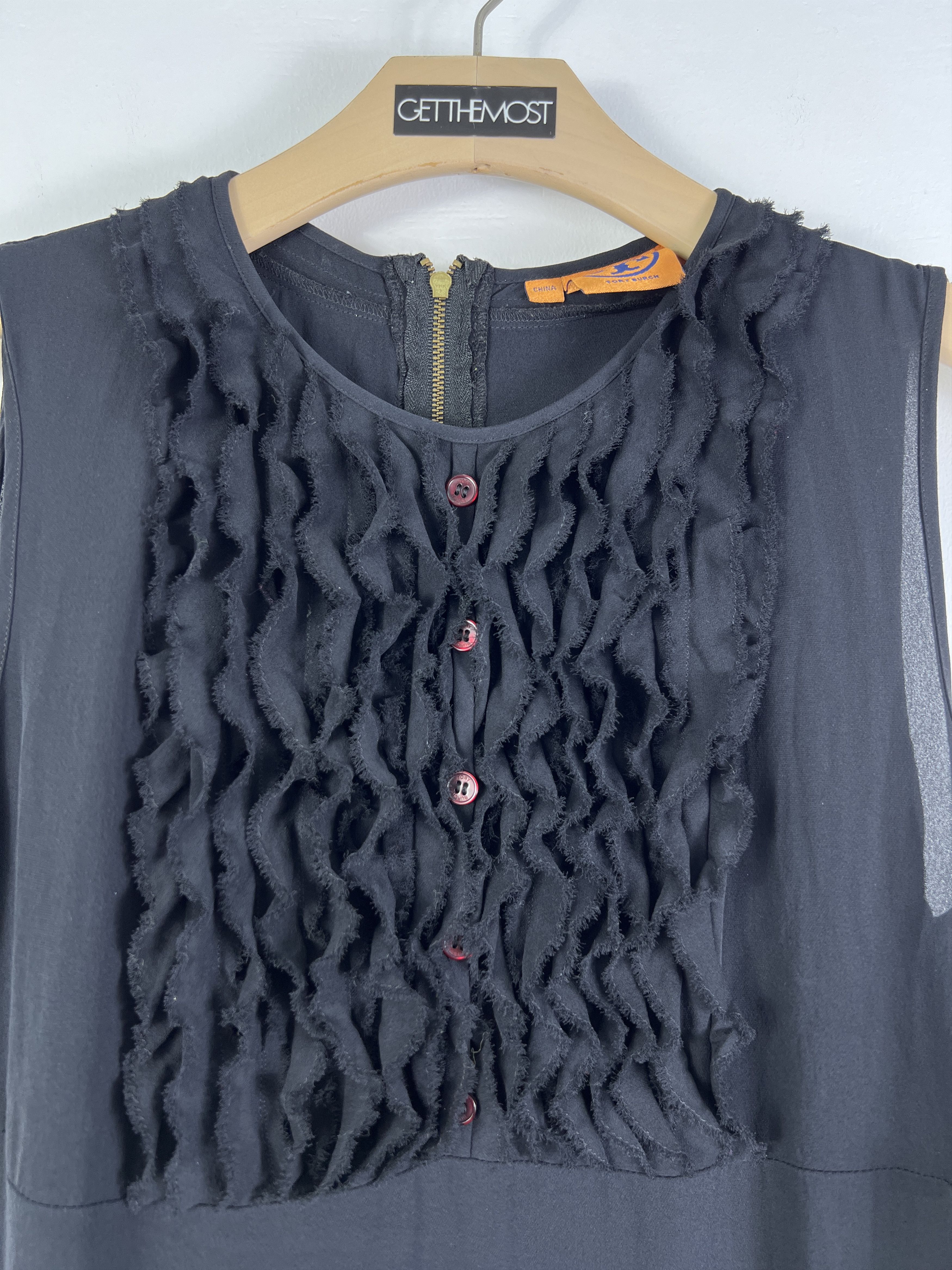 Tory Burch Tory Burch Sleeveless Ruffle Front Blouse (8) GTMP294 Size M / US 6-8 / IT 42-44 - 2 Thumbnail