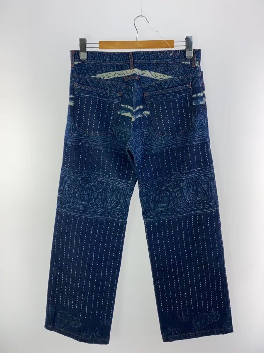Jean Paul Gaultier 1990s Archive Printed Wide Leg Denim Jeans Size US 33 - 2 Thumbnail