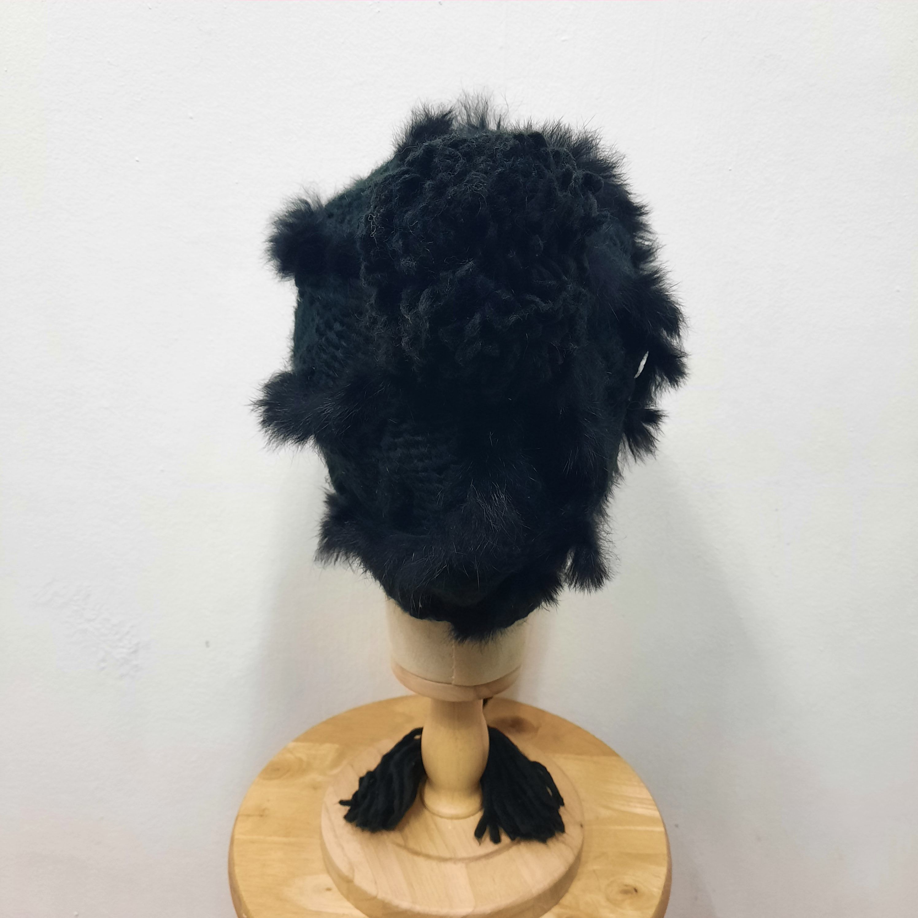 Japanese Brand 🏔 Japanese brand super black fur earflap beanie hat Size ONE SIZE - 3 Thumbnail