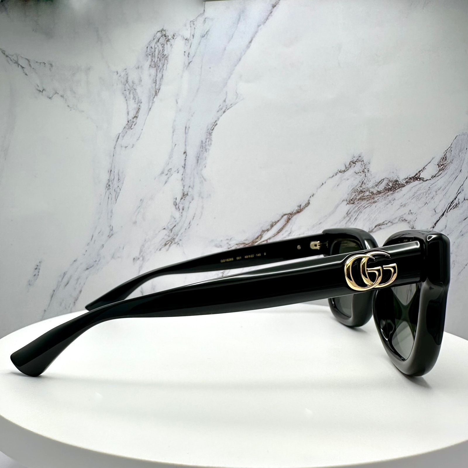 Gucci New GUCCI Sunglasses Black & Gold GG Logo Square Round Size ONE SIZE - 4 Thumbnail