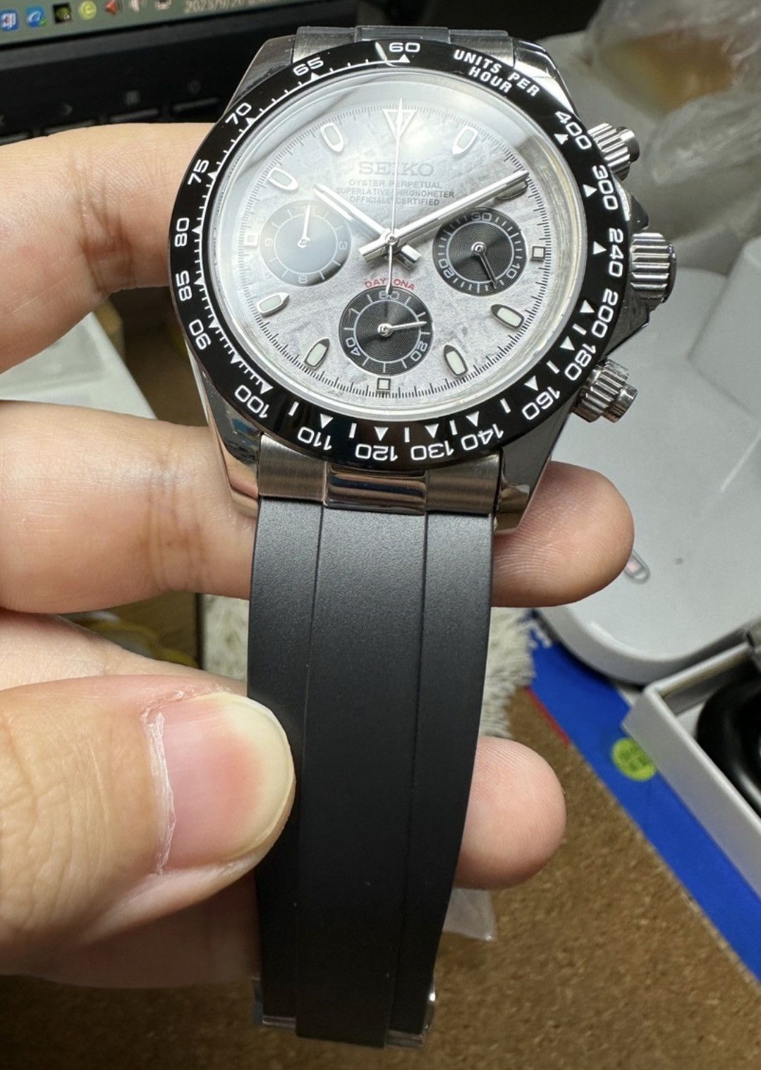 Japanese Brand Seiko Mod Daytona Meteorite Dial Steel Oysterflex 41mm Size ONE SIZE - 2 Thumbnail