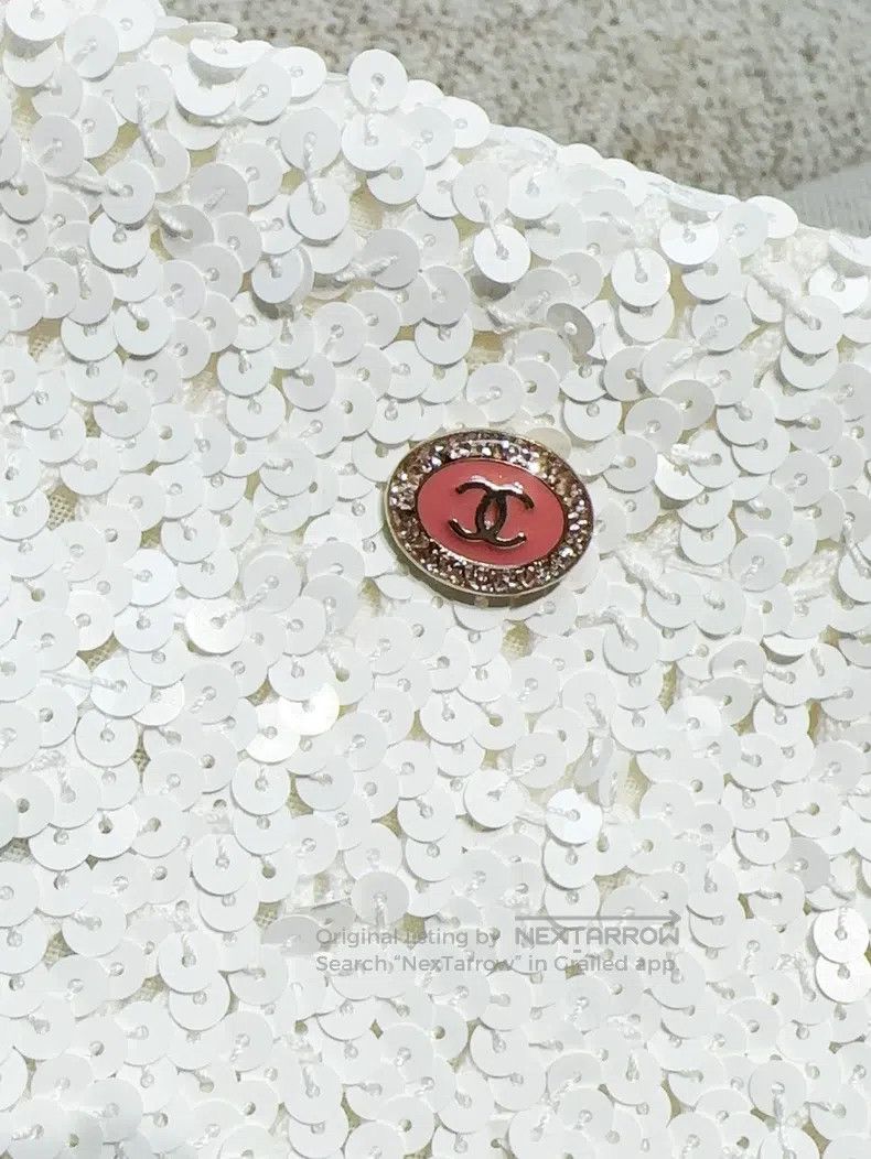 Chanel Chanel 22S white heavy industry sequined short skirt Size 26" / US 2 / IT 38 - 4 Thumbnail