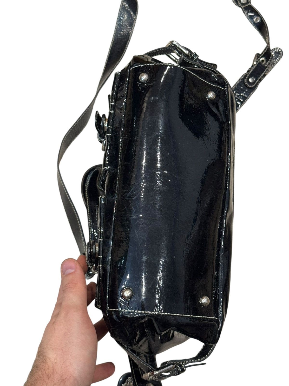 MCM MCM Boston Patent Leather Shiny Shoulder Strap Bag Handbag Size ONE SIZE - 12 Thumbnail