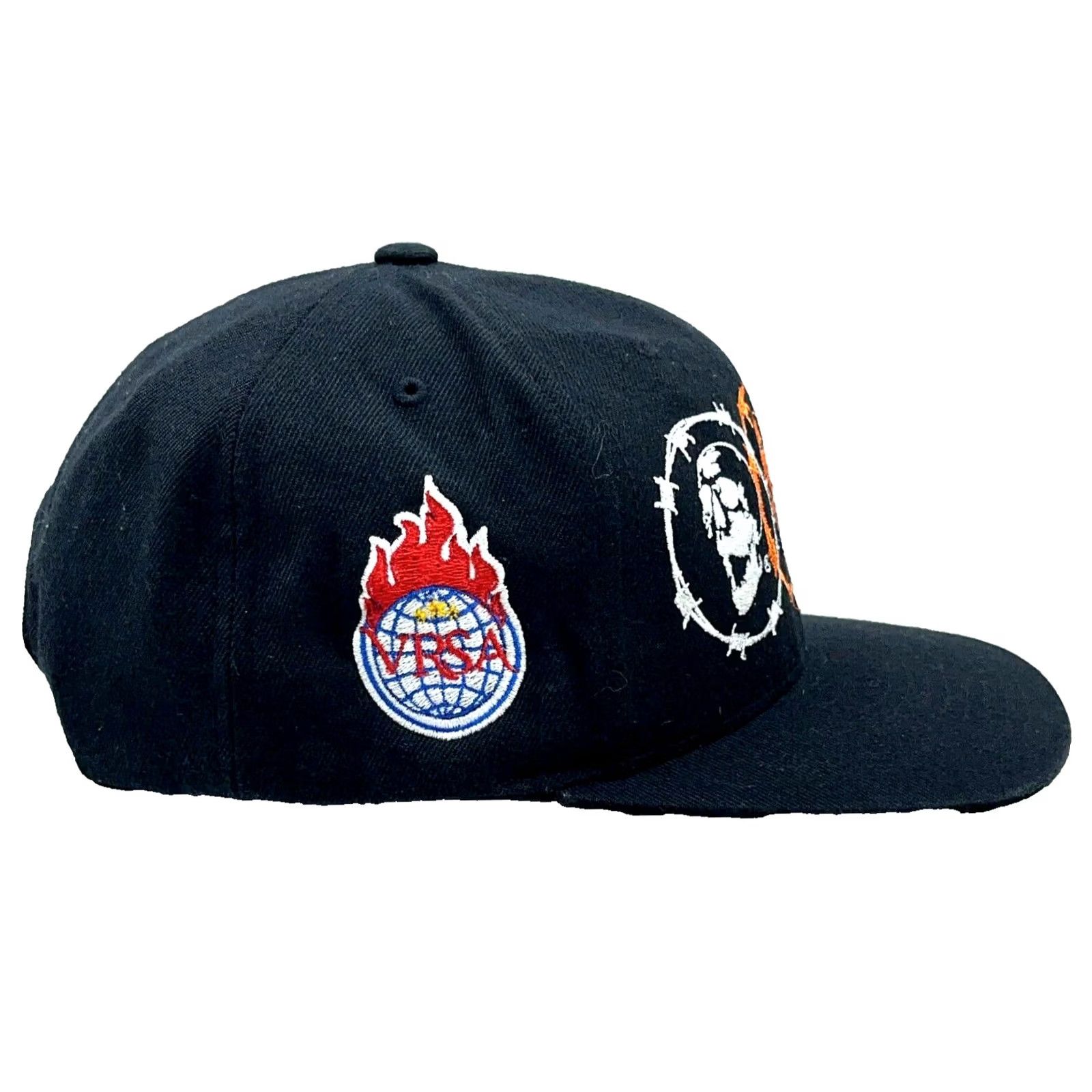 Versace Versa Hat Cap Snapback Black Skull Punk Grunge Cyber Y2K Goth Adult One Size Black Twill Cotton Nylon Size ONE SIZE - 3 Thumbnail