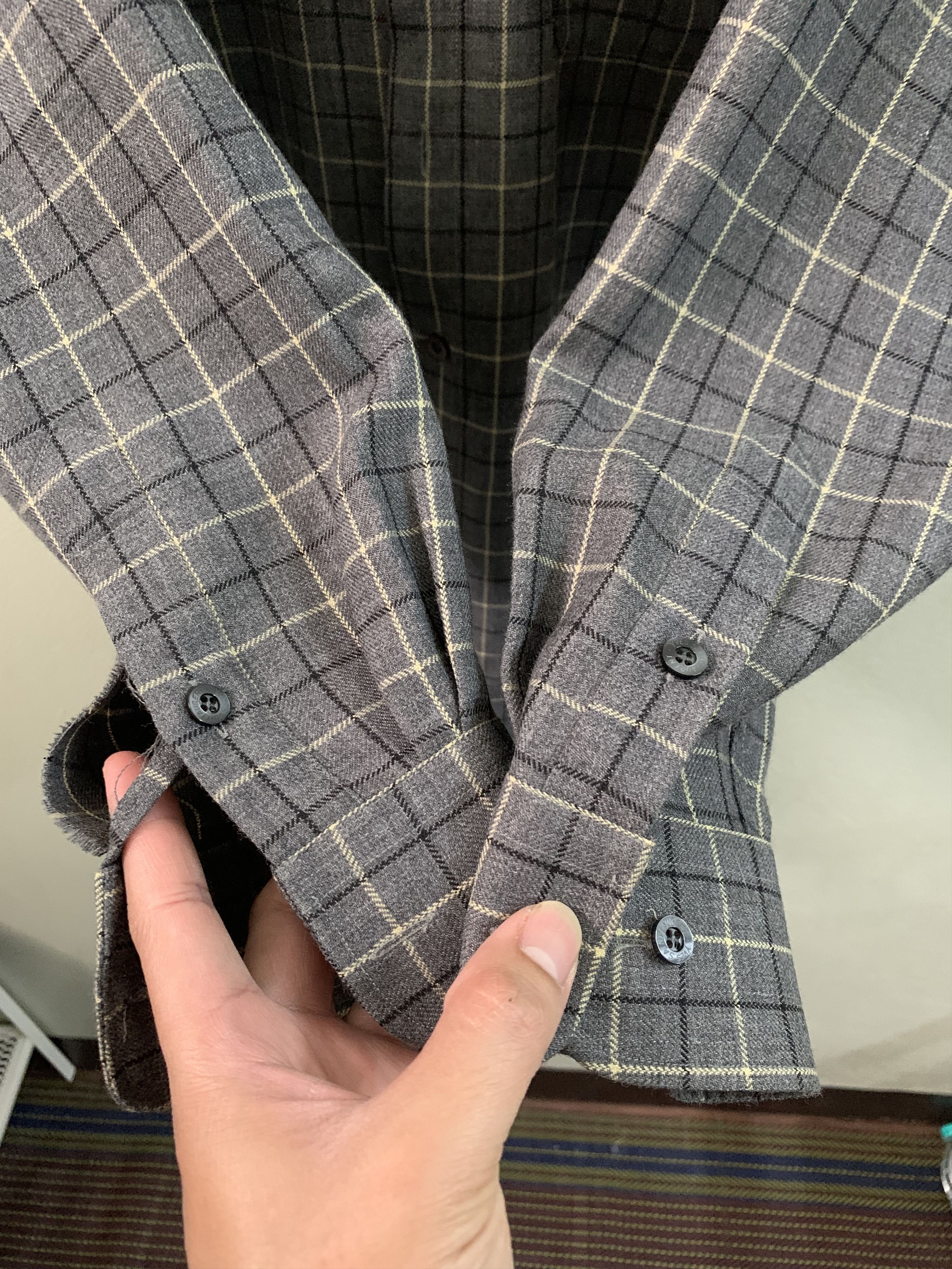Saint Laurent Paris 🪡Saint Laurent Shadow Plaid Flannel Shirt.✨ Size 46S - 3 Thumbnail