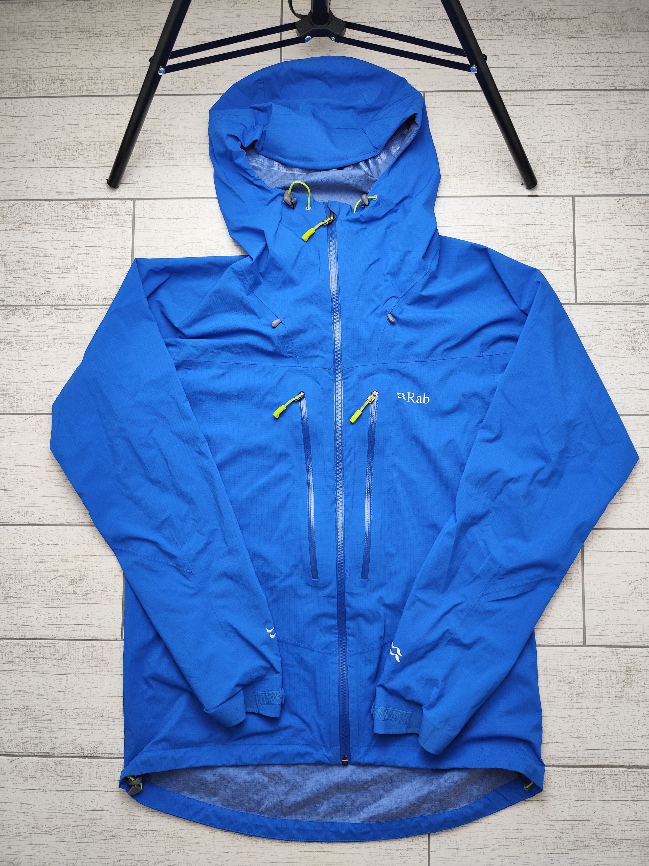 Blue Rab Coat Long Rab Jacket Mens L Blue Hooded Coat Hiking Outdoors