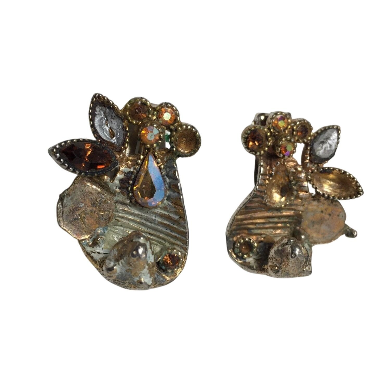 Other Women's Silver Tone Clip On Earrings with Multi-Colored Gems Size ONE SIZE - 1 Thumbnail