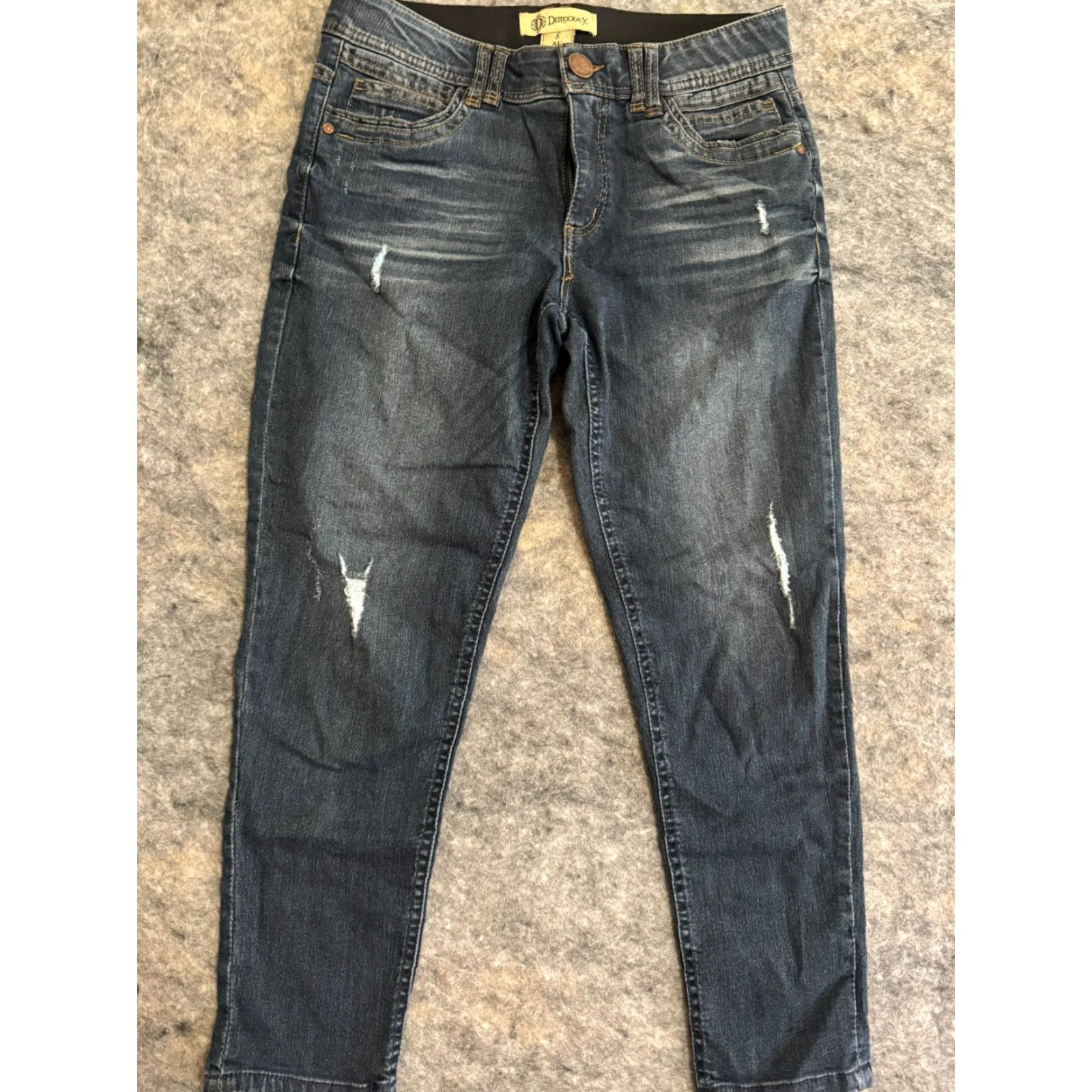 Vintage Democracy Jeans Womens 8 Blue Straight Leg Denim 5-Pocket Slimming Stretch Regular Rise Mid Blue Women Jeans Size 30" / US 8 / IT 44 - 2 Thumbnail
