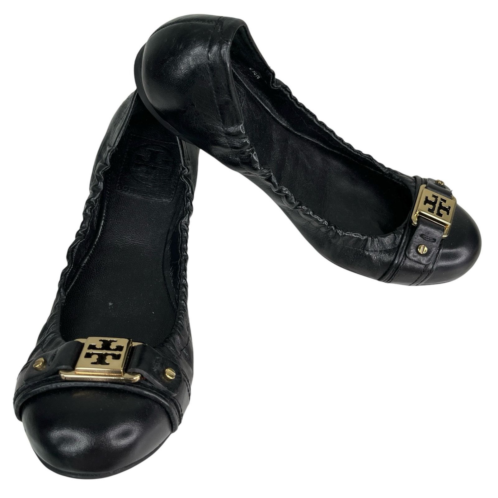 Tory Burch Tory Burch Ballet Flats Black 7.5 Leather Flaw Size US 7.5 / IT 37.5 - 1 Thumbnail
