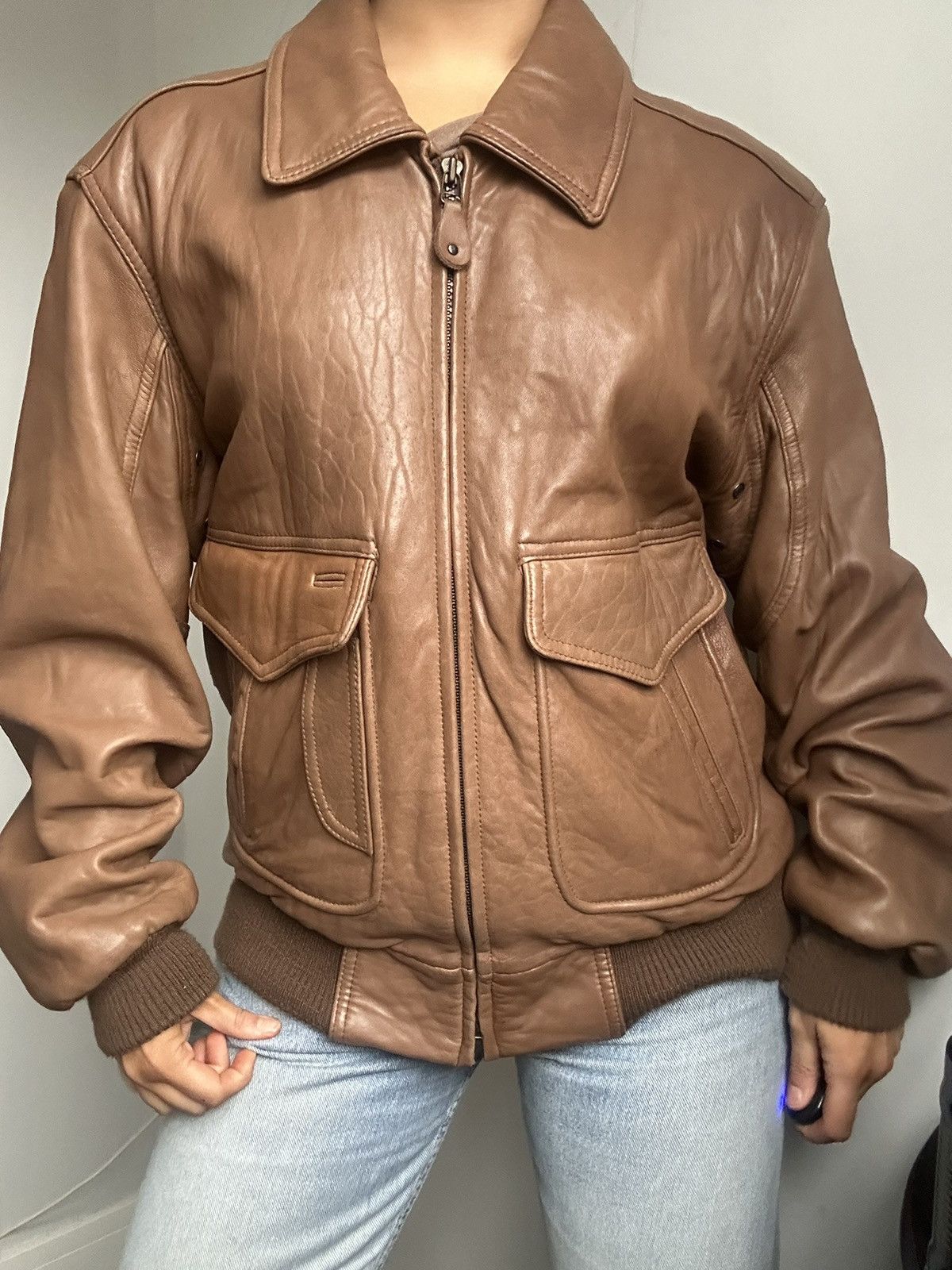 Members Only Members Only Voyager Brown Leather Flight Bomber Jacket Size US XS / EU 42 / 0 - 1 Thumbnail