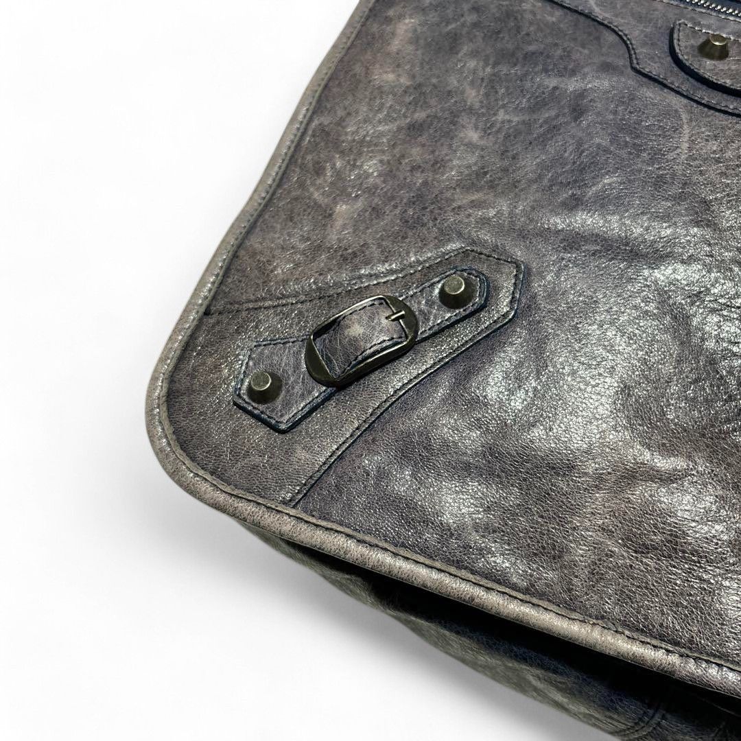 Balenciaga Balenciaga - City Bassus Handbag Flap Gray Blue Leather Size ONE SIZE - 7 Thumbnail