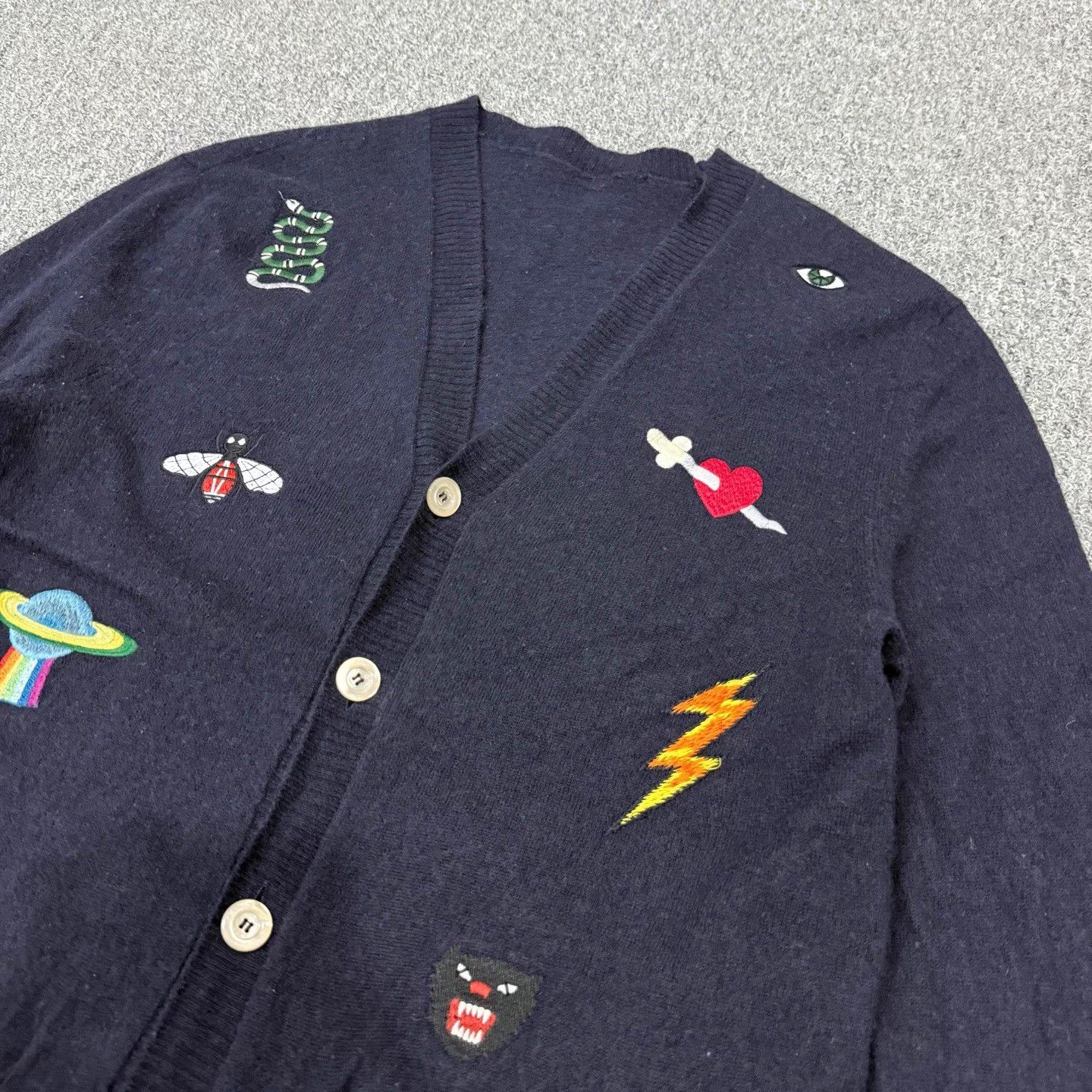 Gucci Gucci Embroidered Logo Knit Cardigan M 95 New No Collar Tag Size M / US 6-8 / IT 42-44 - 3 Thumbnail